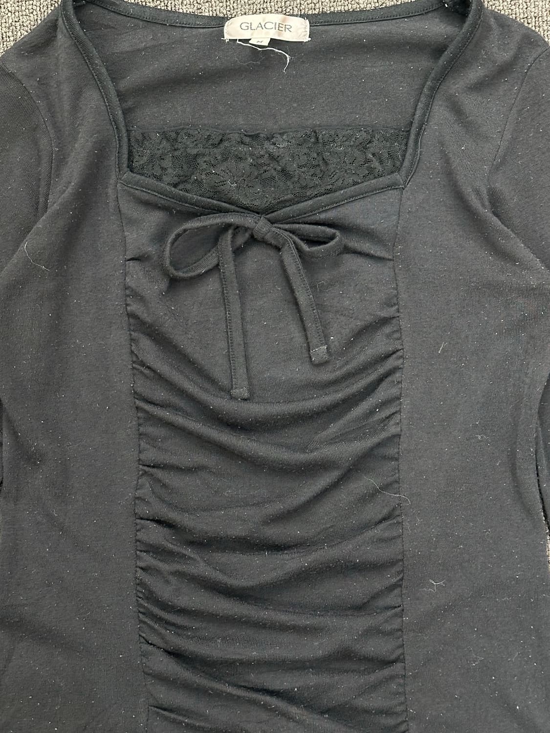 M)Japanese vintage 여성 레이스 셔링 롱슬리브 상품이미지2