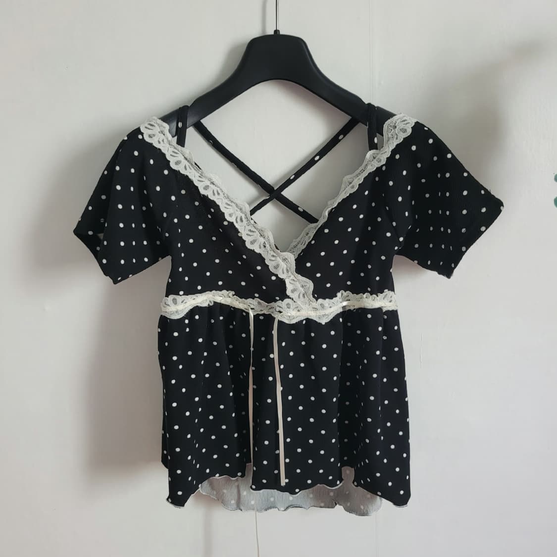 TMDDK 블랙 도트패턴 리메이크 탑 상품이미지2