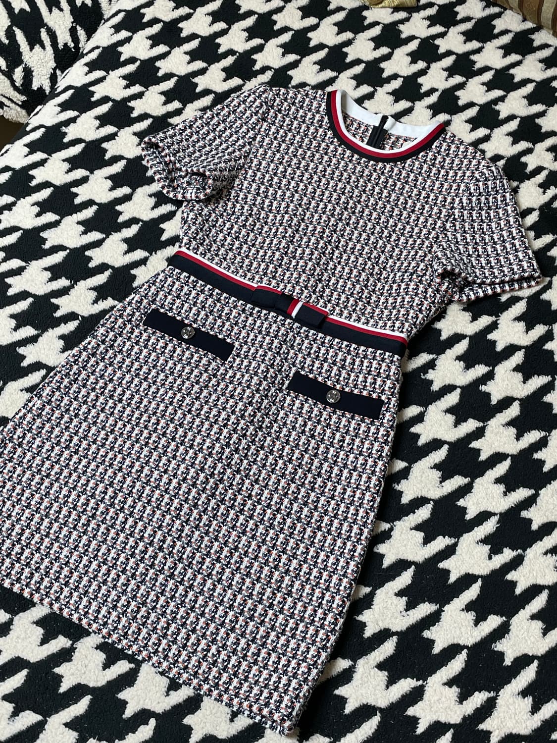 마쥬 멀티컬러 벨티드 트위드 원피스 36 상품이미지4