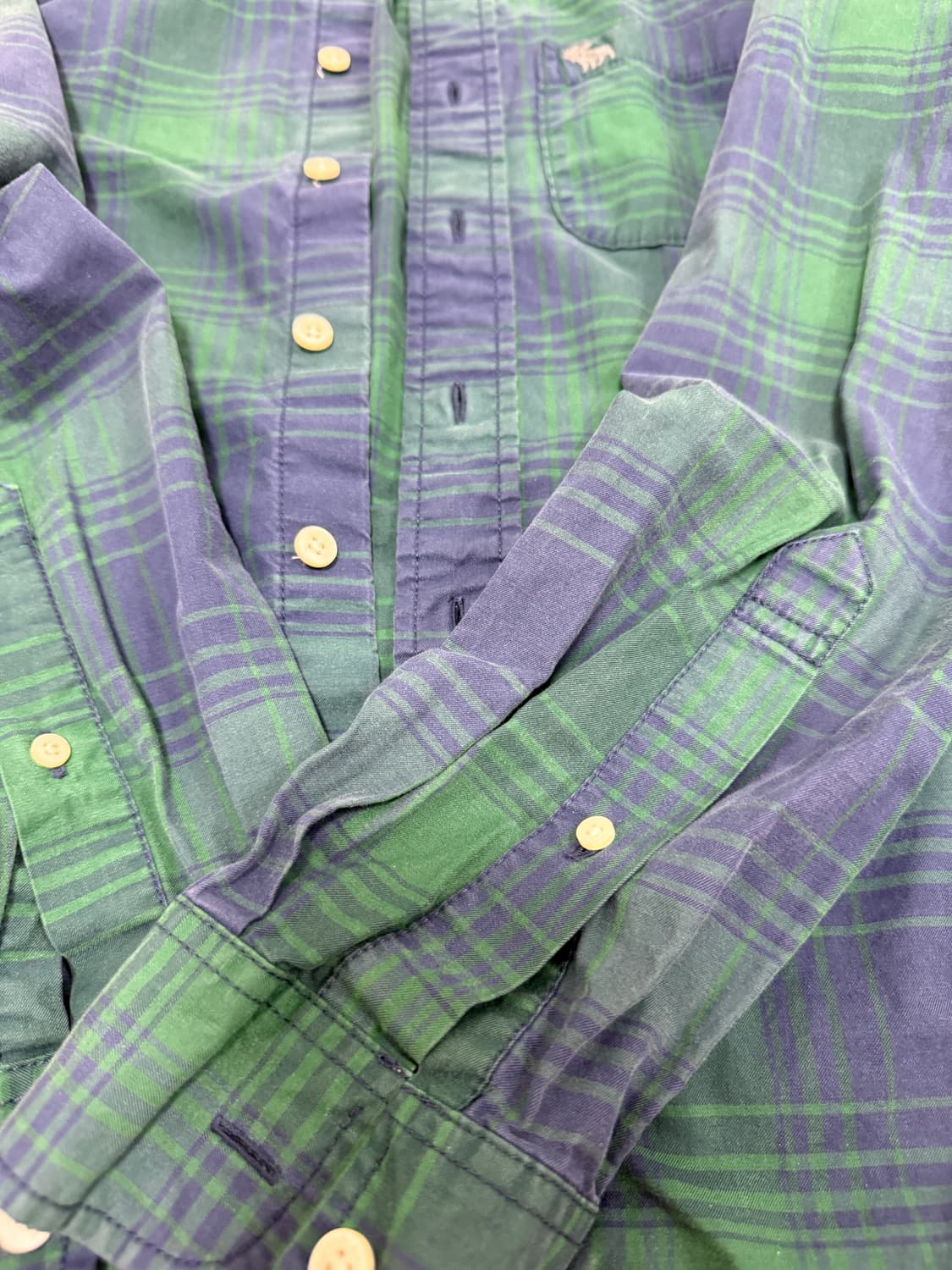 아베크롬비 체크 셔츠 S 그린/블루 구재 상품이미지6