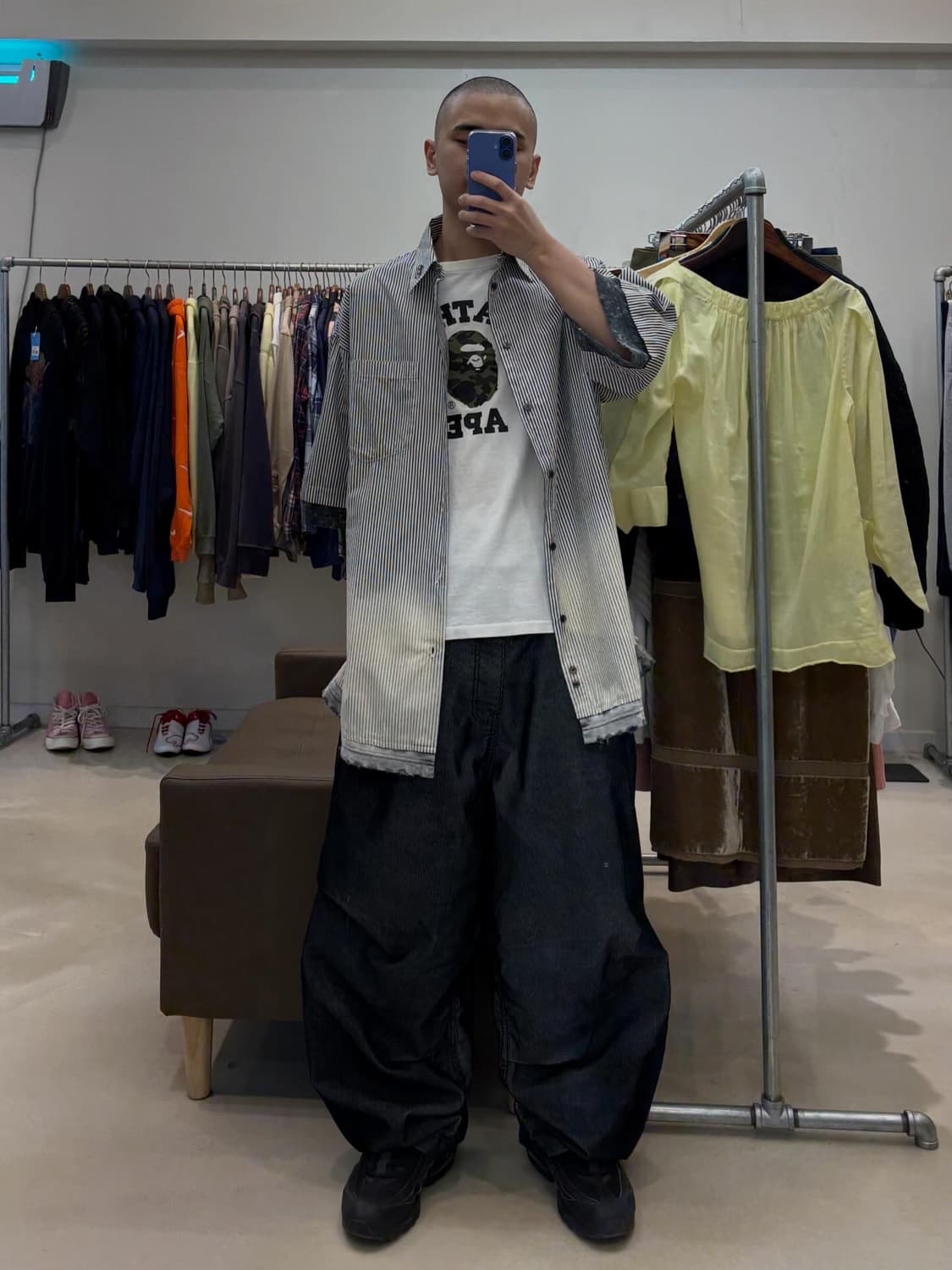 디젤 S-Trax 디스트레스드 스트라이프 반팔 셔츠 상품이미지9