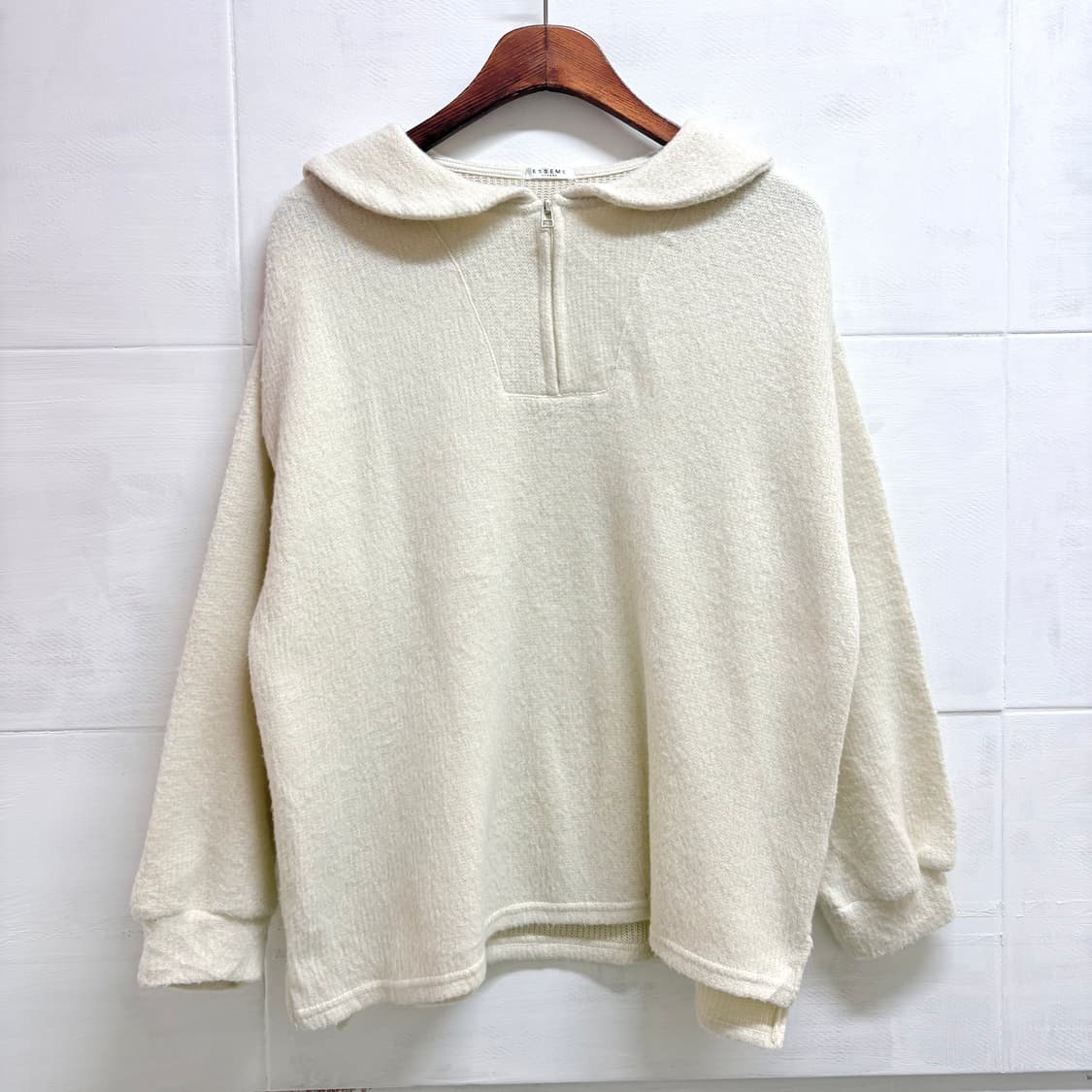 ESSEME 카라넥 니트 아이보리 집업 상품이미지1