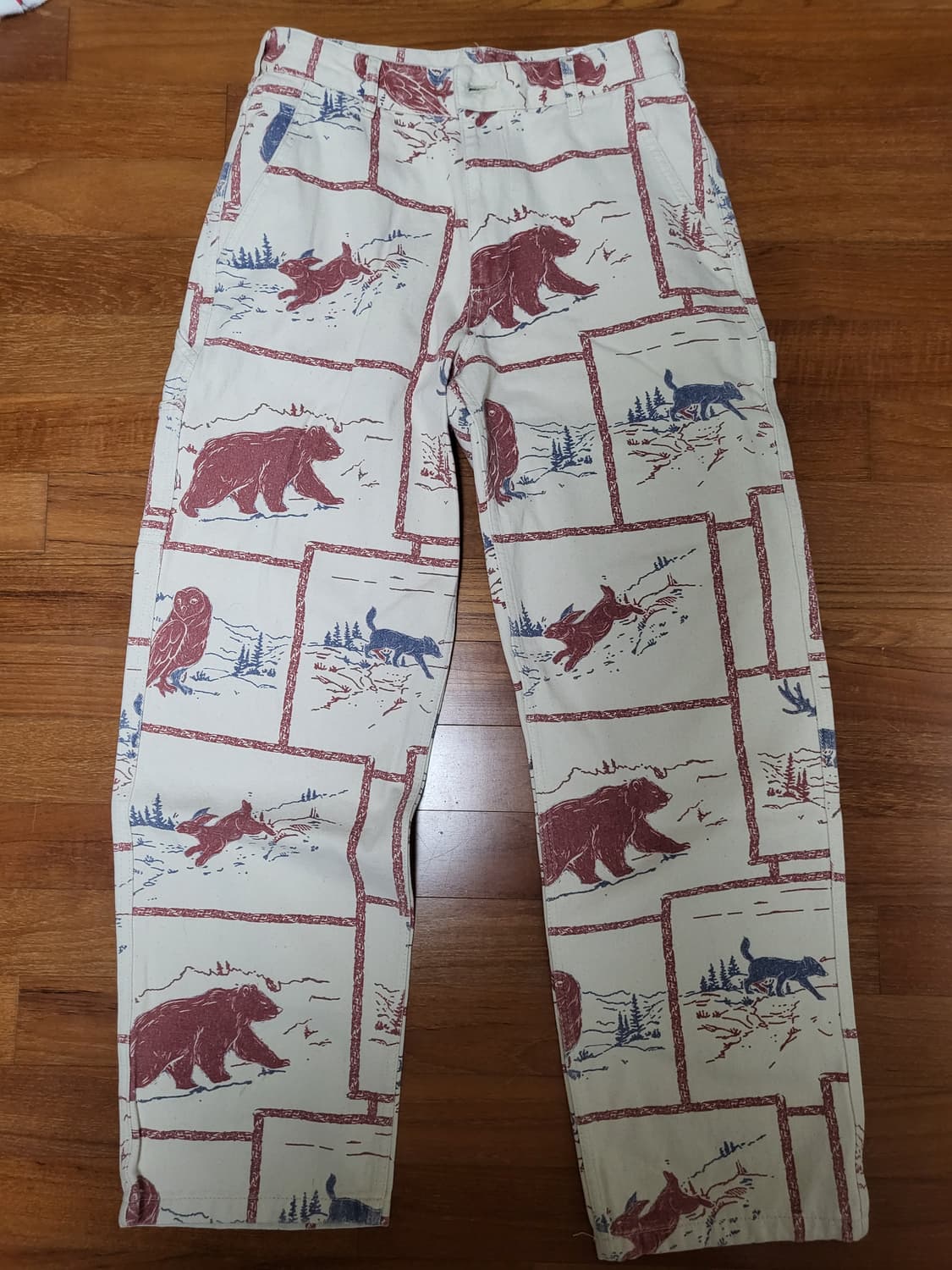 자라 zara 코믹 프린트 프린팅 카펜터 와이드 팬츠 EU40 상품이미지5