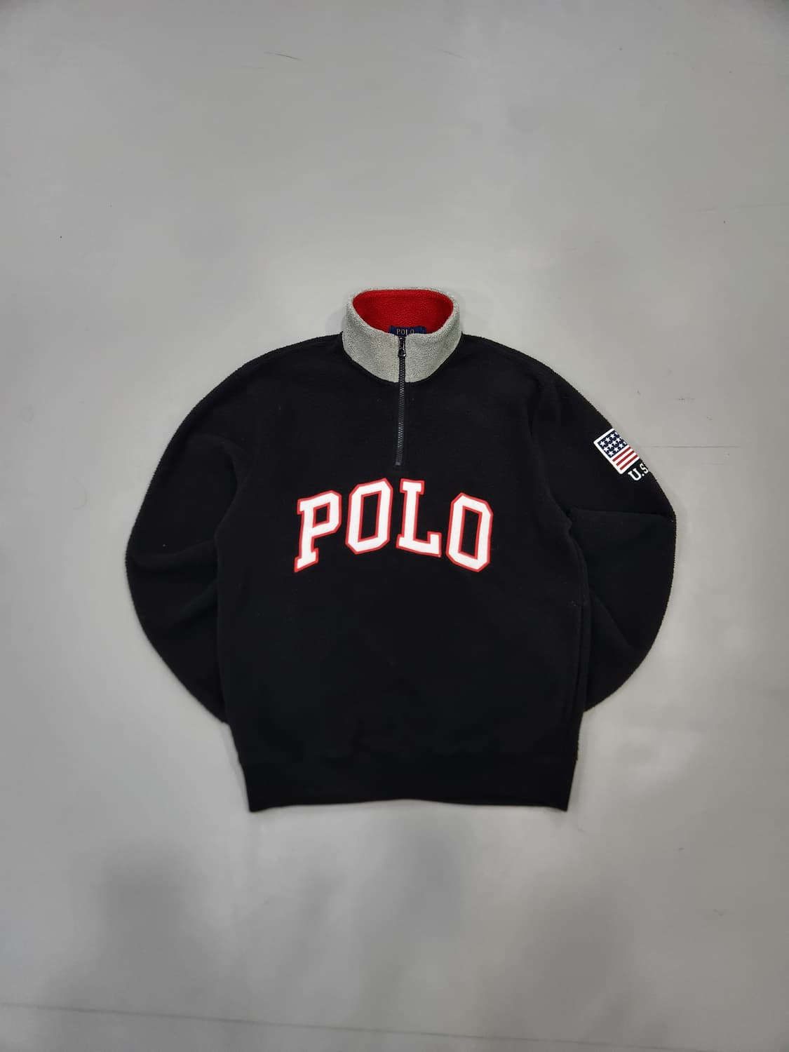 폴로 랄프로렌 90's USA 성조기 하프집업 플리스 S 상품이미지2