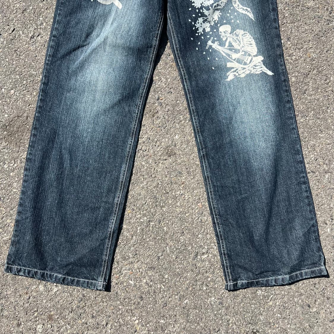 오리엔탈 스컬 페인팅 데님 팬츠 상품이미지4