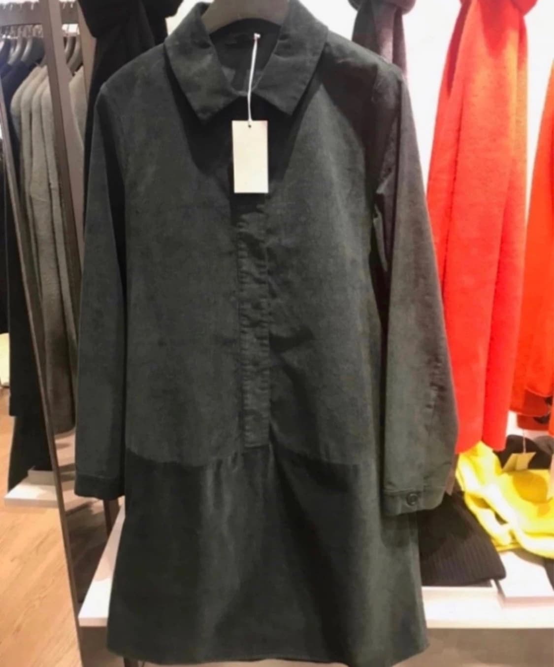 코스 코듀로이 다크그린 원피스 상품이미지2