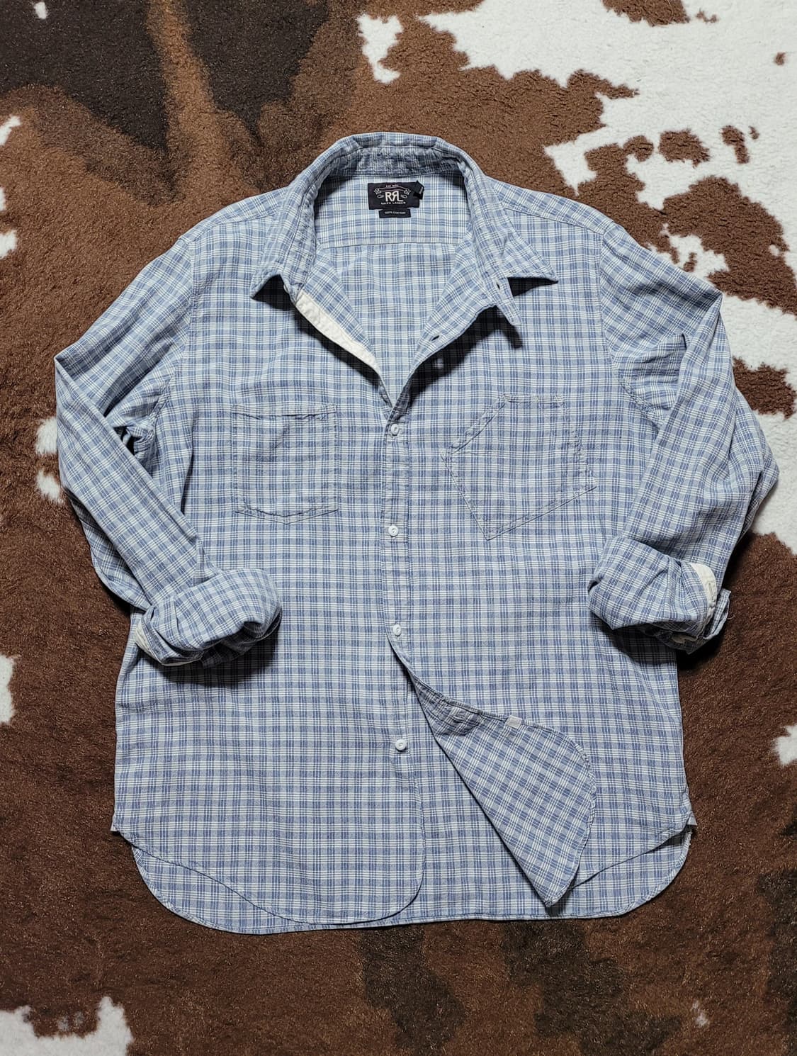 RRL 연블루 체크 남방 (XL) 상품이미지1