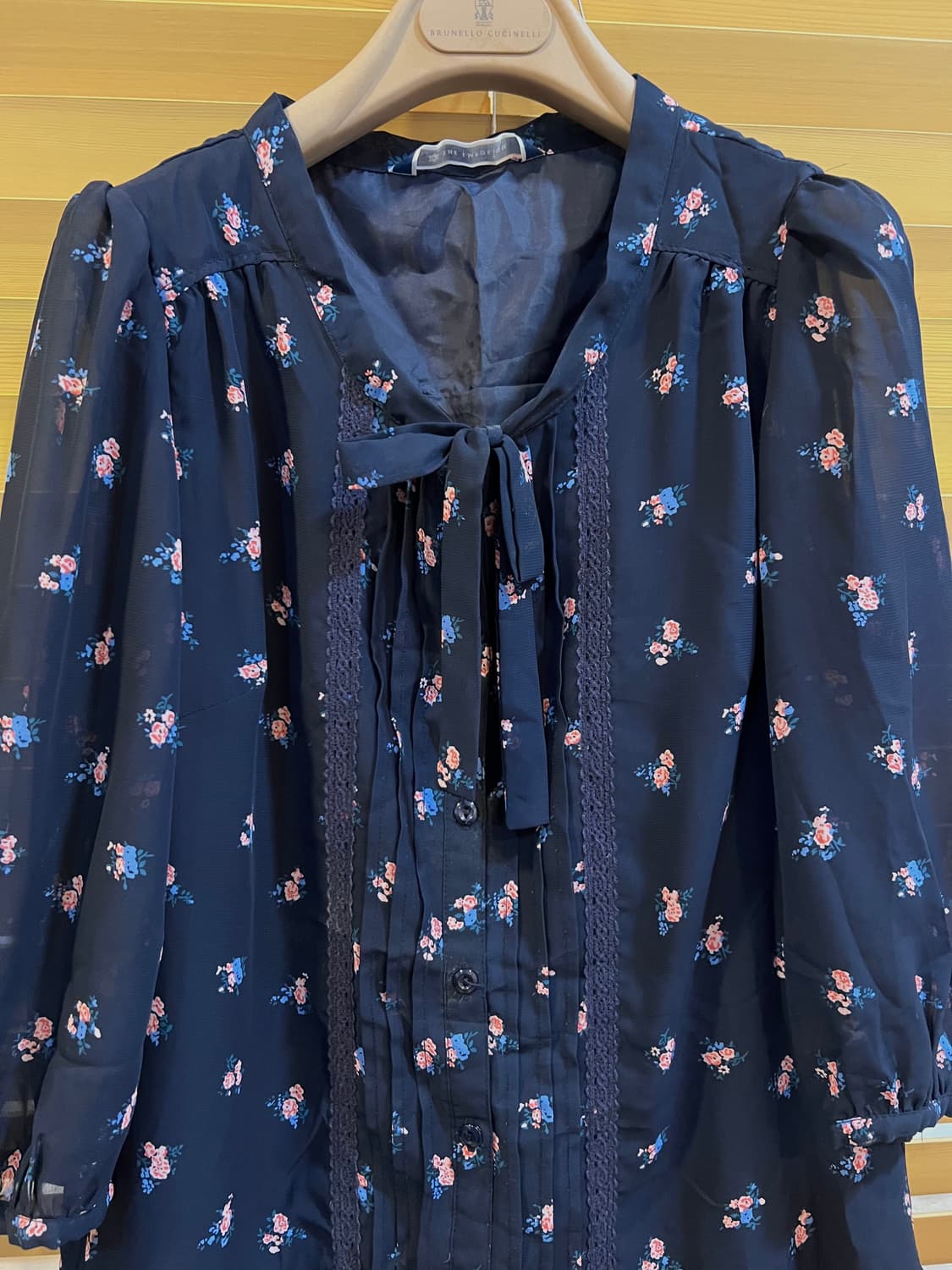 더엠포리움 일본수입 여성 네이비 플라워 쉬폰원피스 상품이미지1