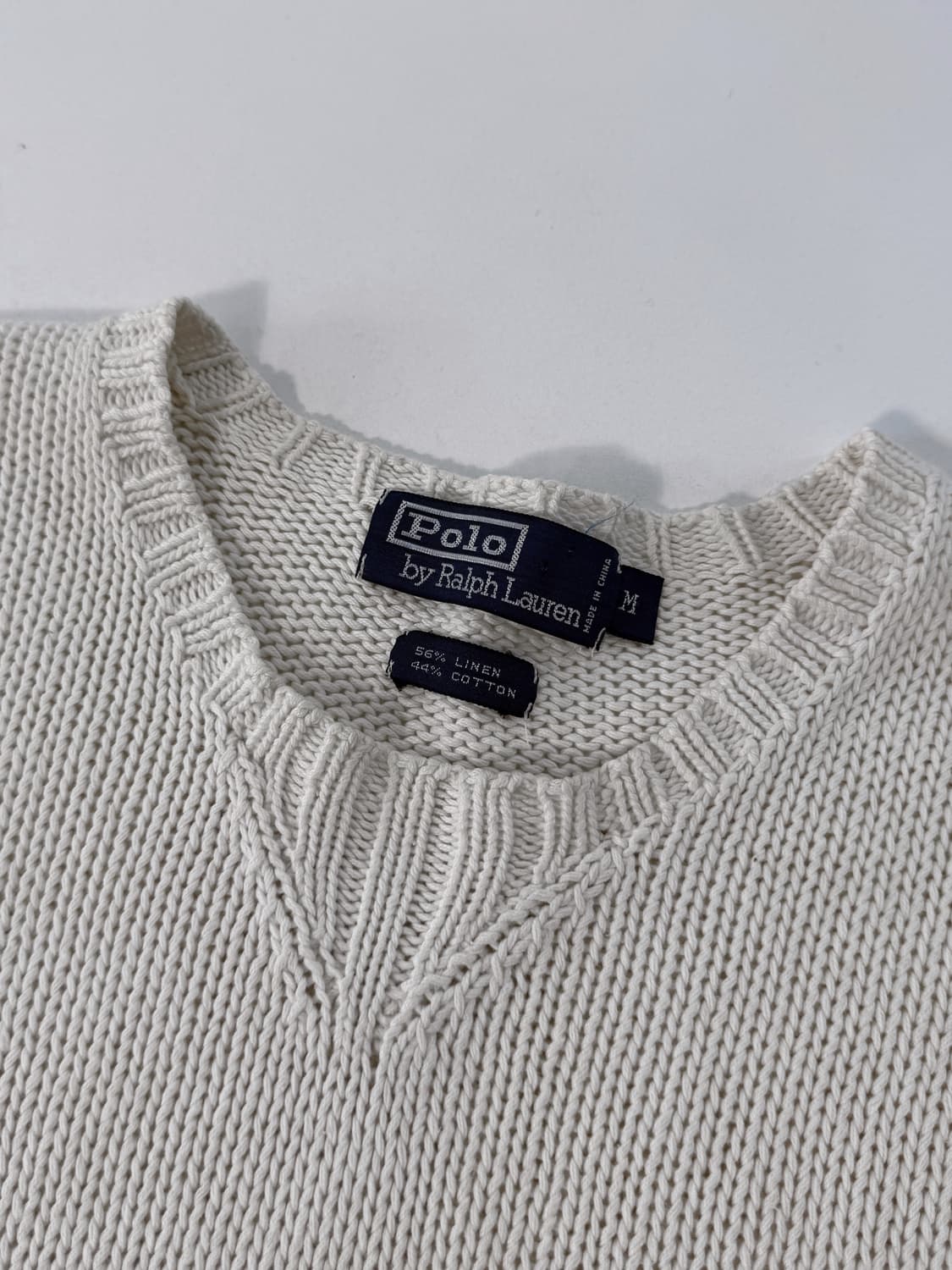 폴로 랄프로렌 90‘s 루즈핏 크림 아이보리 린넨 코튼 니트 상품이미지5