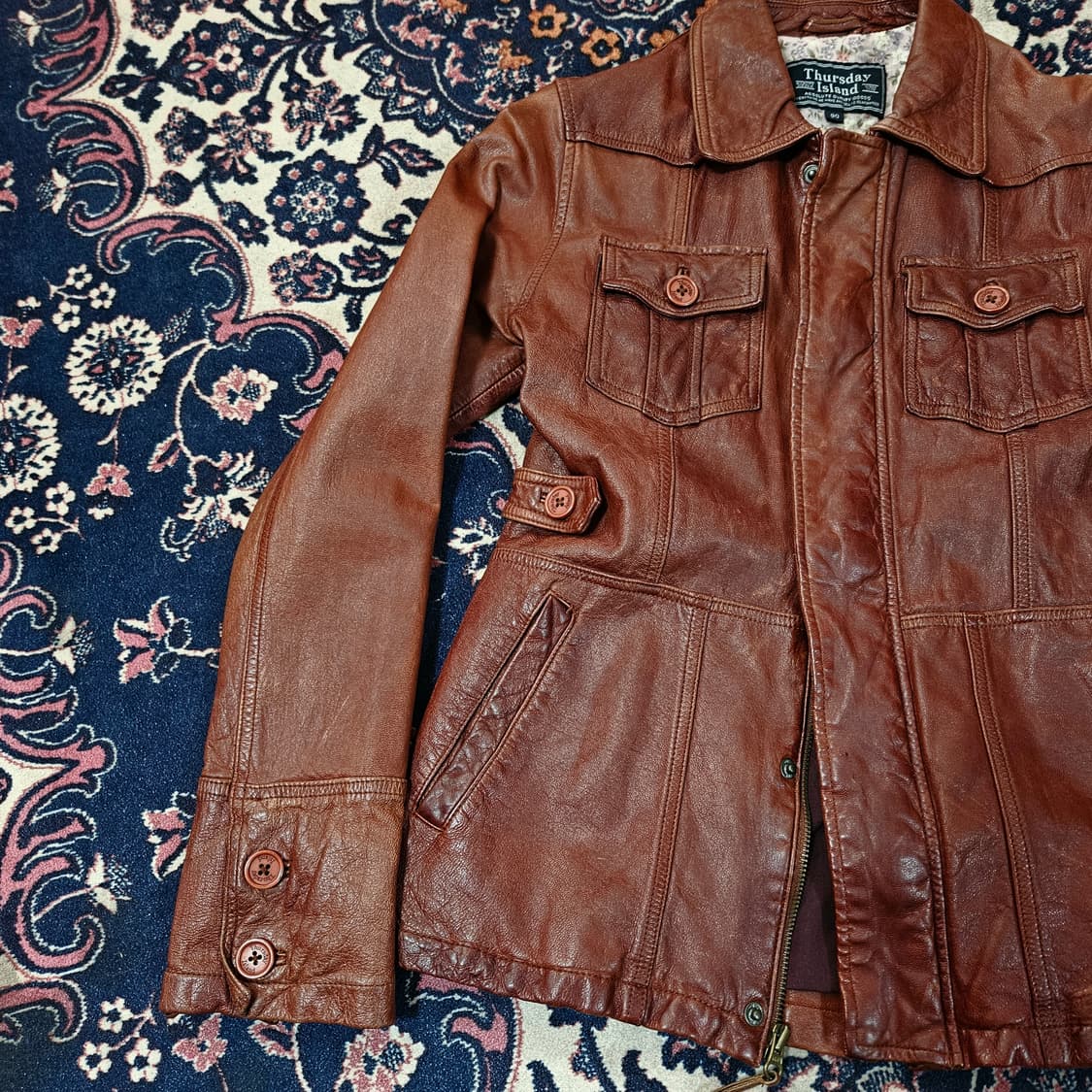 써스데이아일랜드 빈티지 y2k 가죽 자켓 90size 상품이미지3