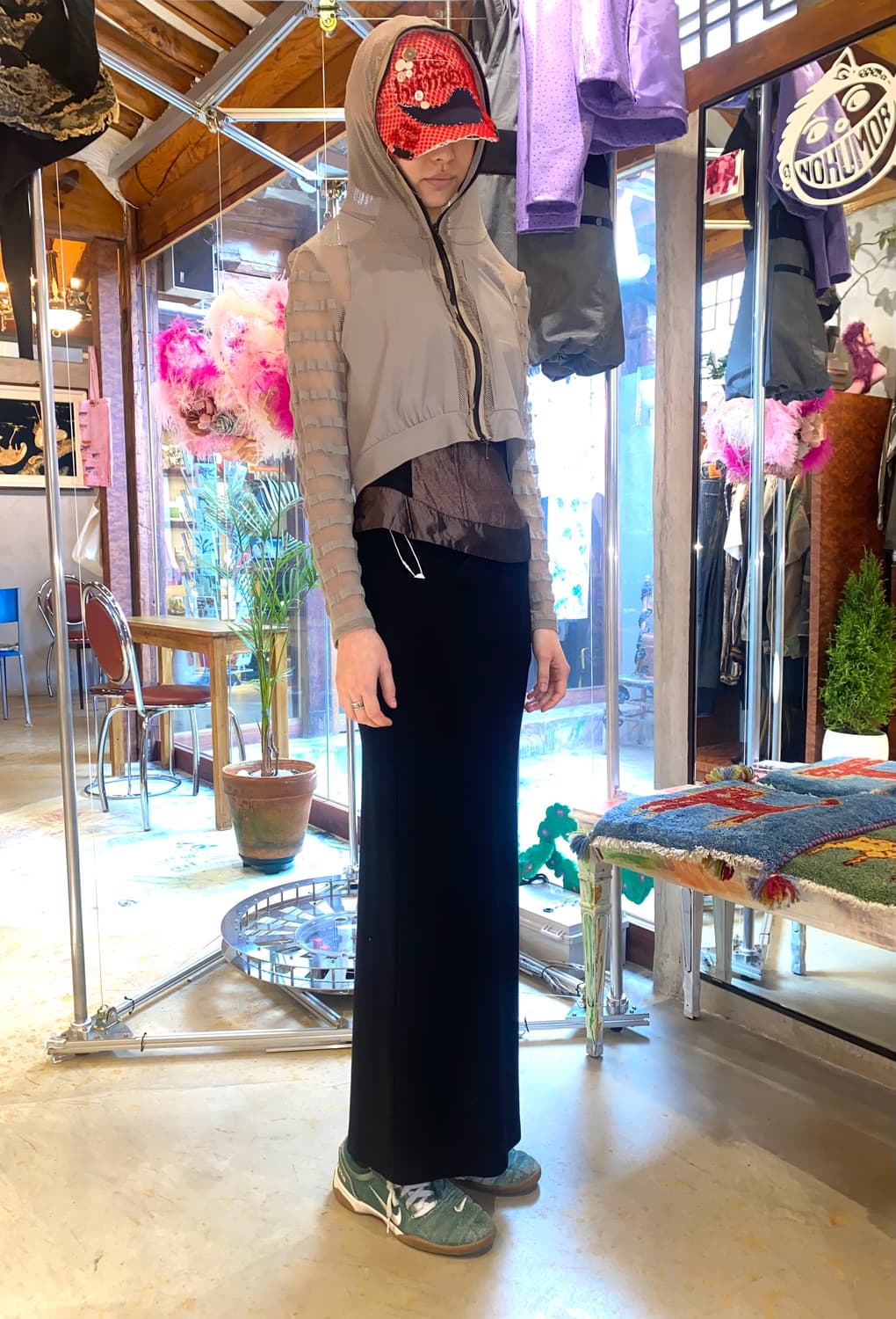 빈티지 Sun Light 테크웨어 사이버 펑크 메쉬 집업 상품이미지3