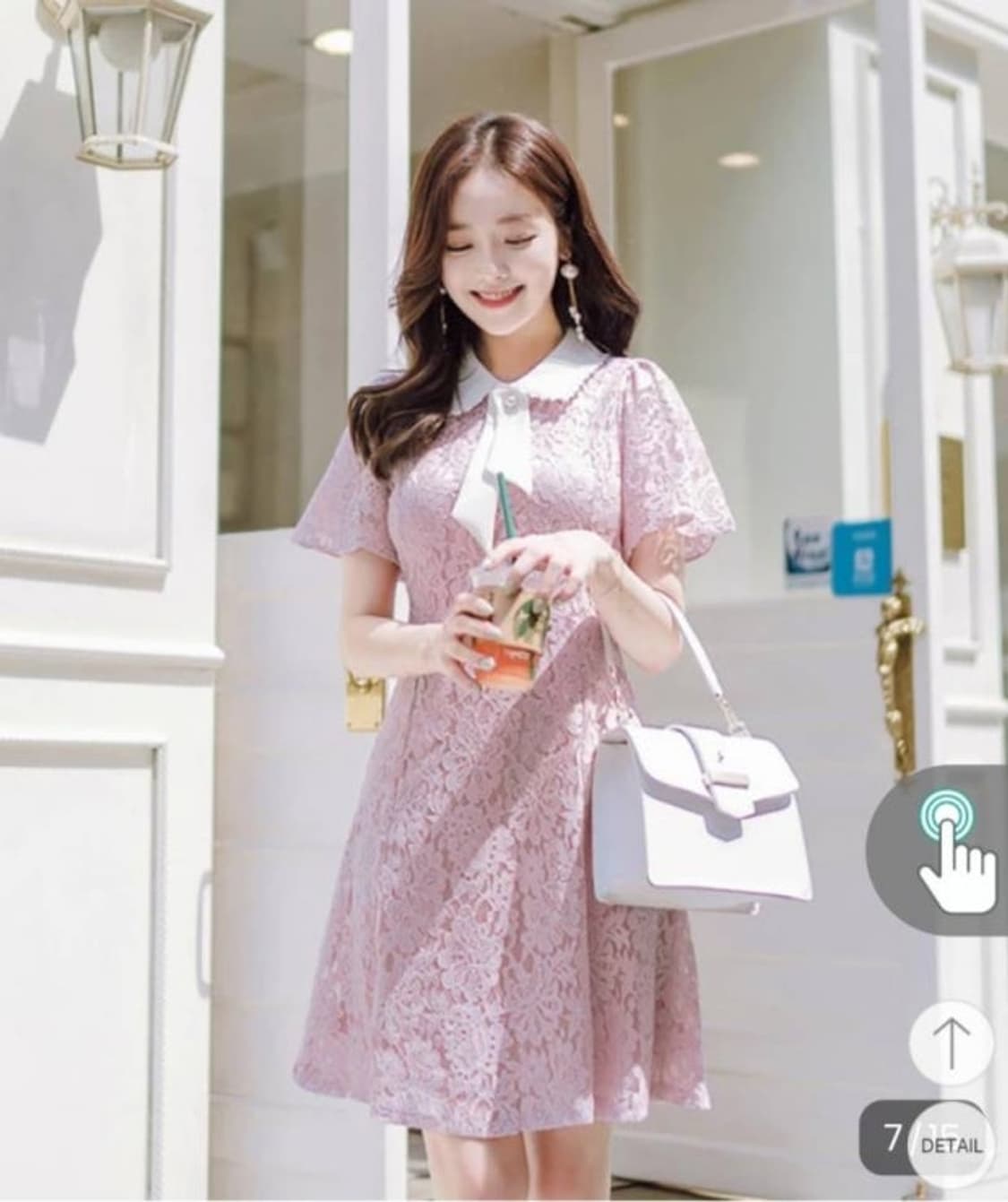아뜨랑스 op5125 단종템 하객룩 격식룩 반팔 핑크 미니 원피스 M 상품이미지3