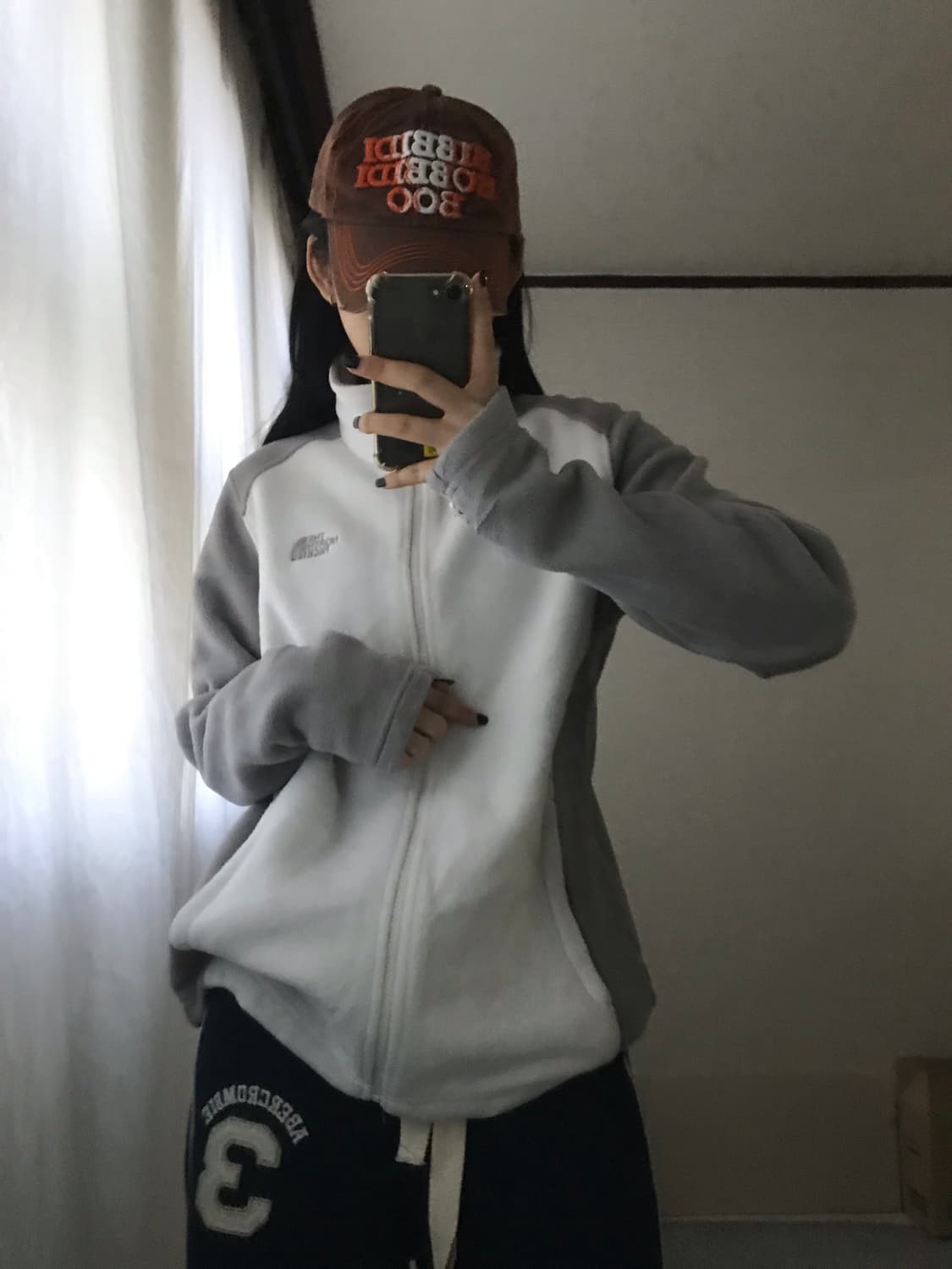 노페 화이트 그레이 나그랑 후리스 상품이미지3