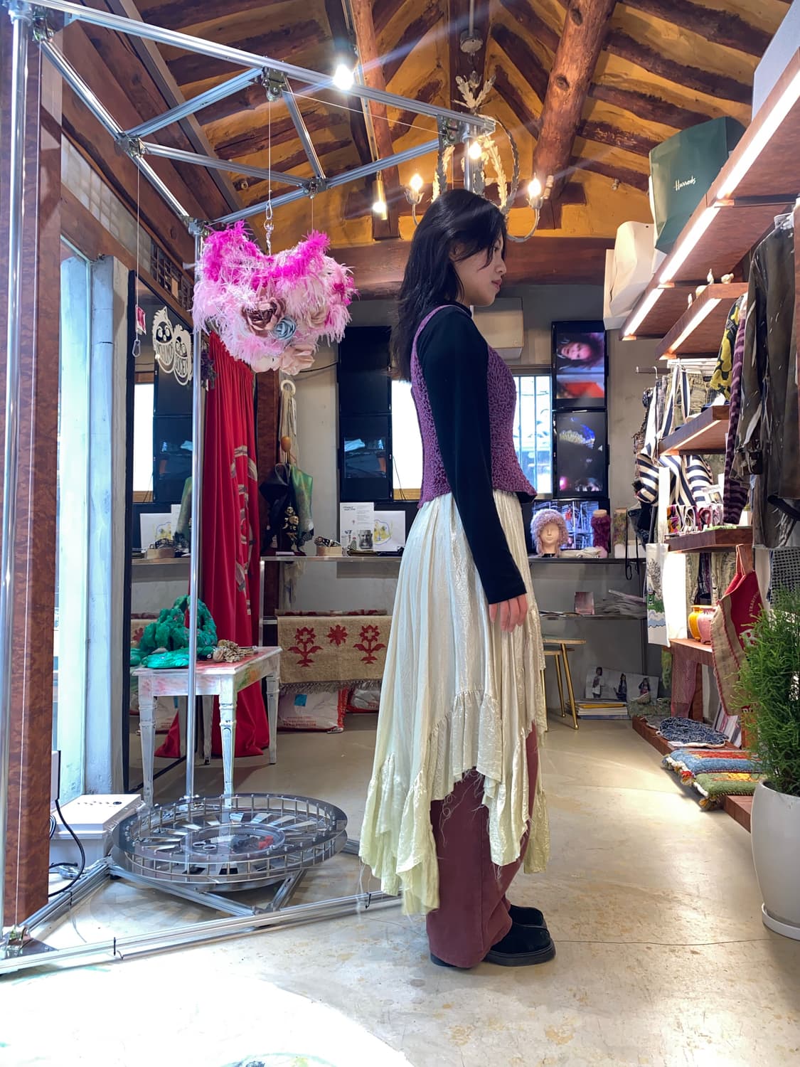 Vintage Ariella 텍스처드 슬리브리스 탑 상품이미지6