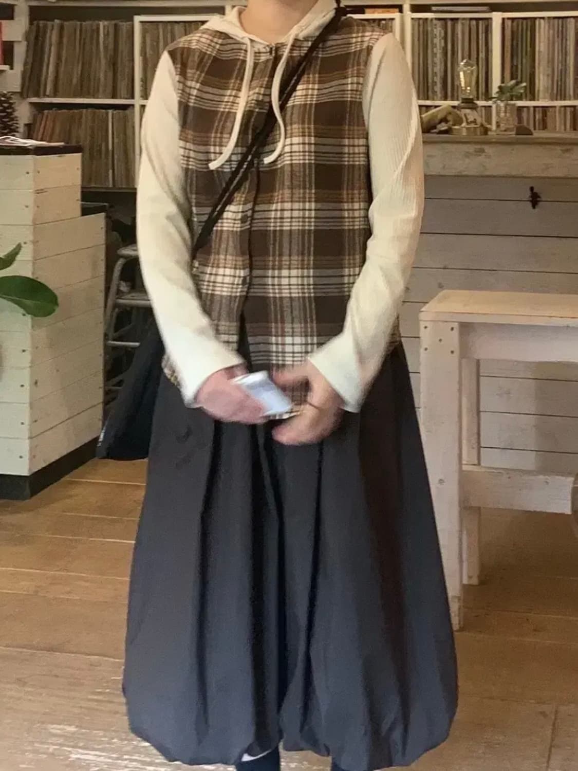 브라운 체크 셔츠 후드 가디건 상품이미지4