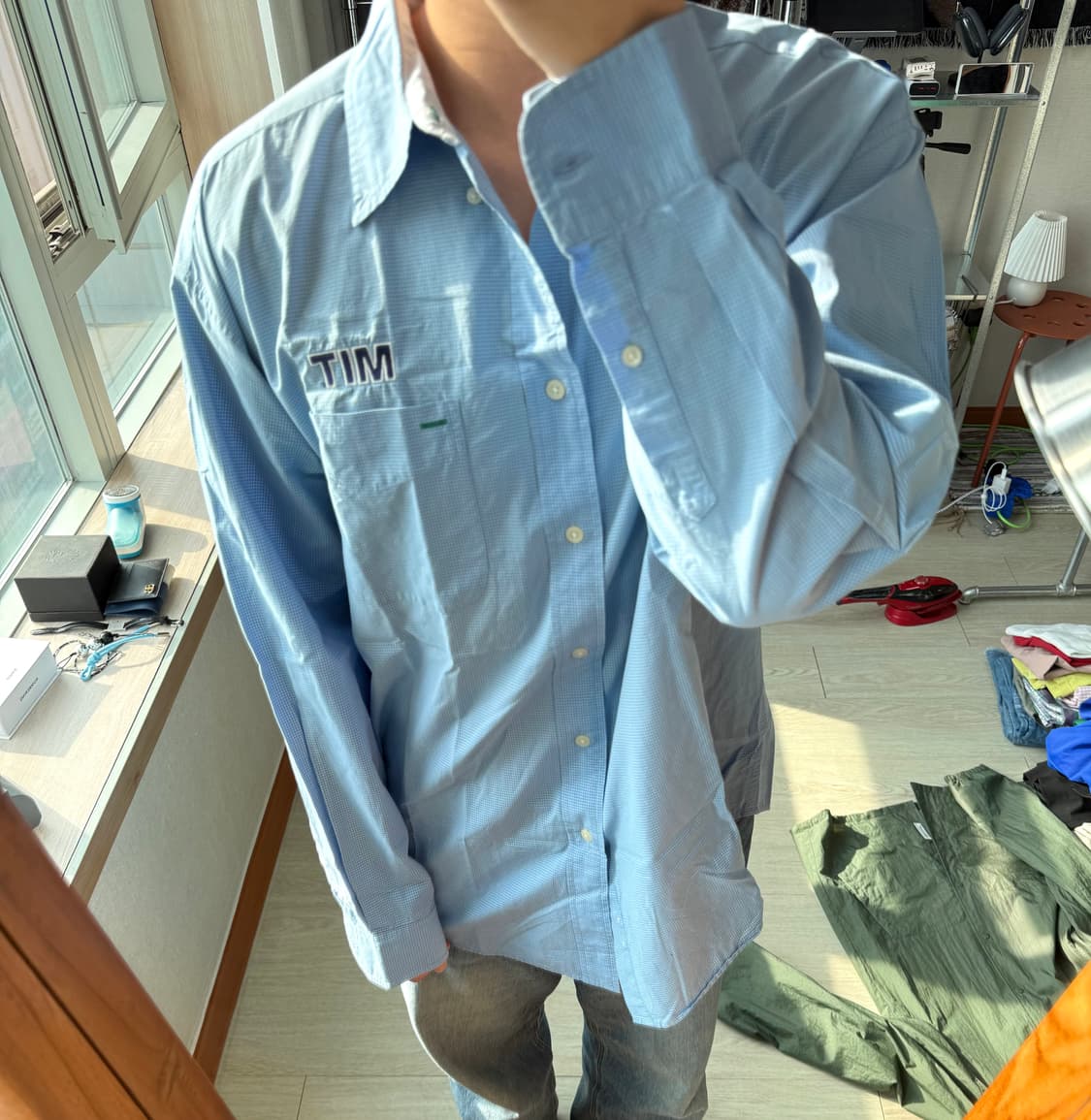 타미힐피거 체크 로고 셔츠 상품이미지1