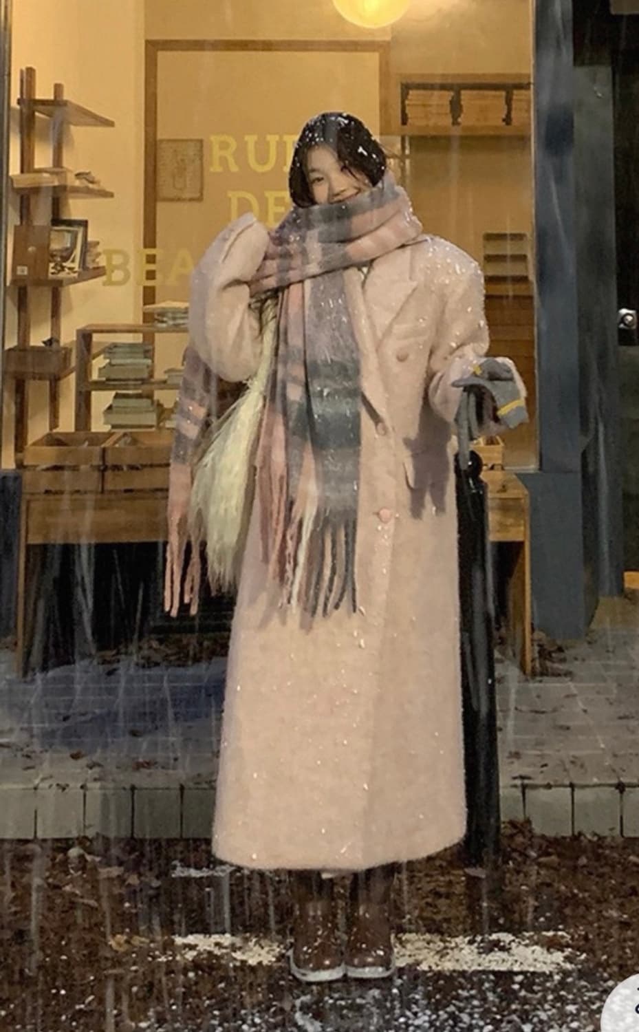 핑크 울 롱코트 상품이미지6