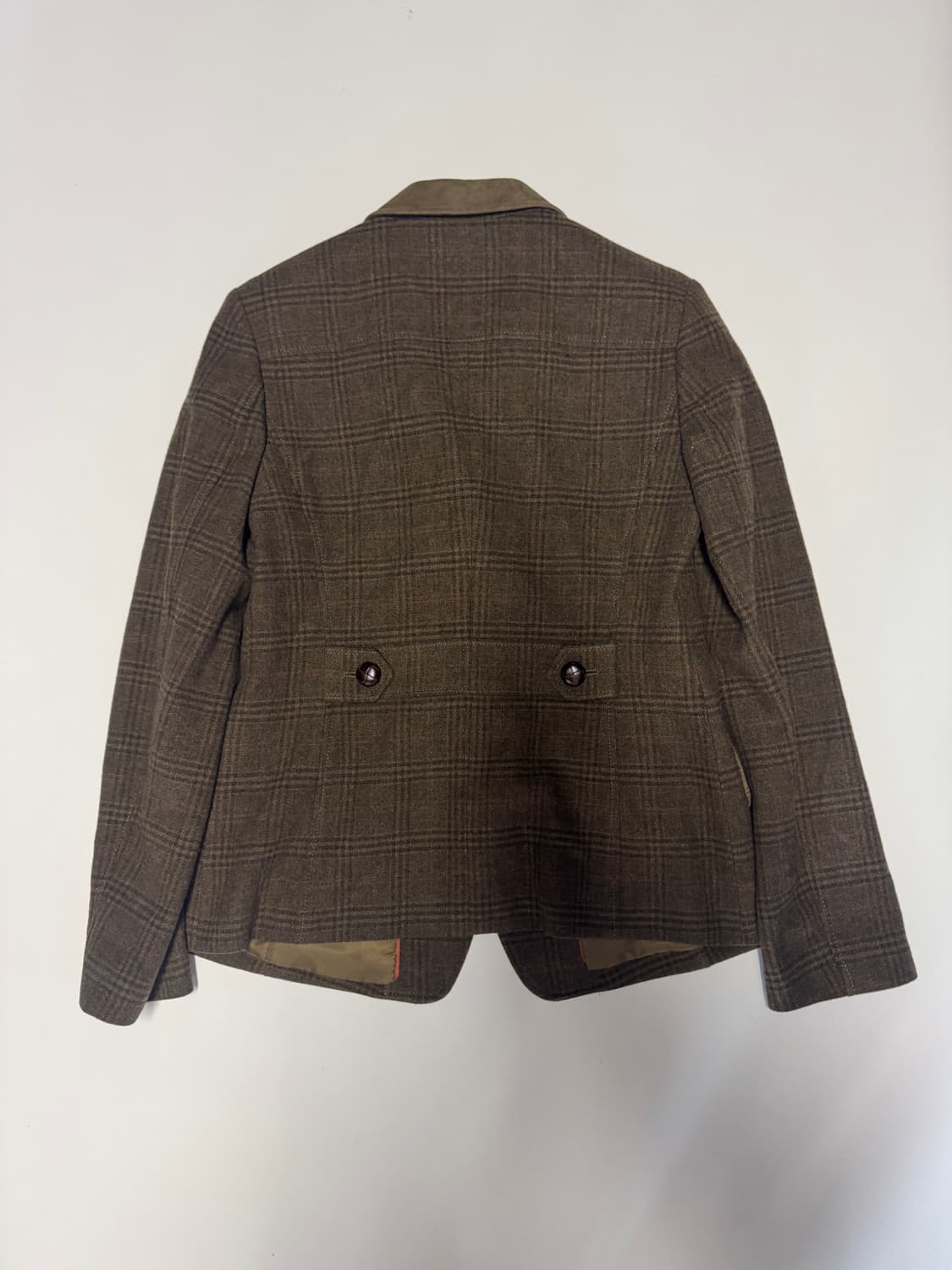 여성 빈폴 레이디스 양가죽 배색 캐시미어 혼용 체크 자켓 S 상품이미지2