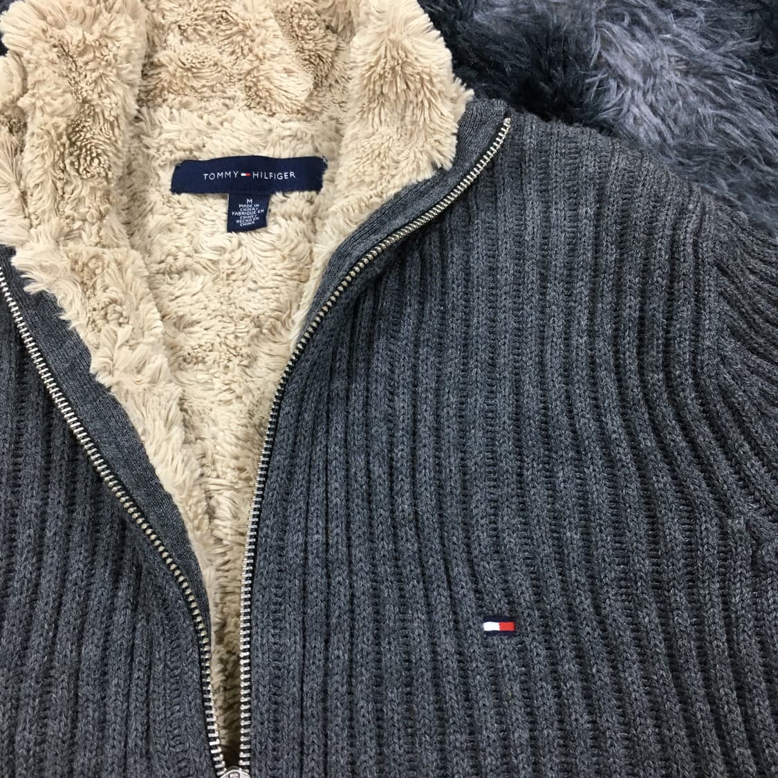 투티/0320 tommy hilfiger 울 안감 니트 집업 플리스 자켓 상품이미지5