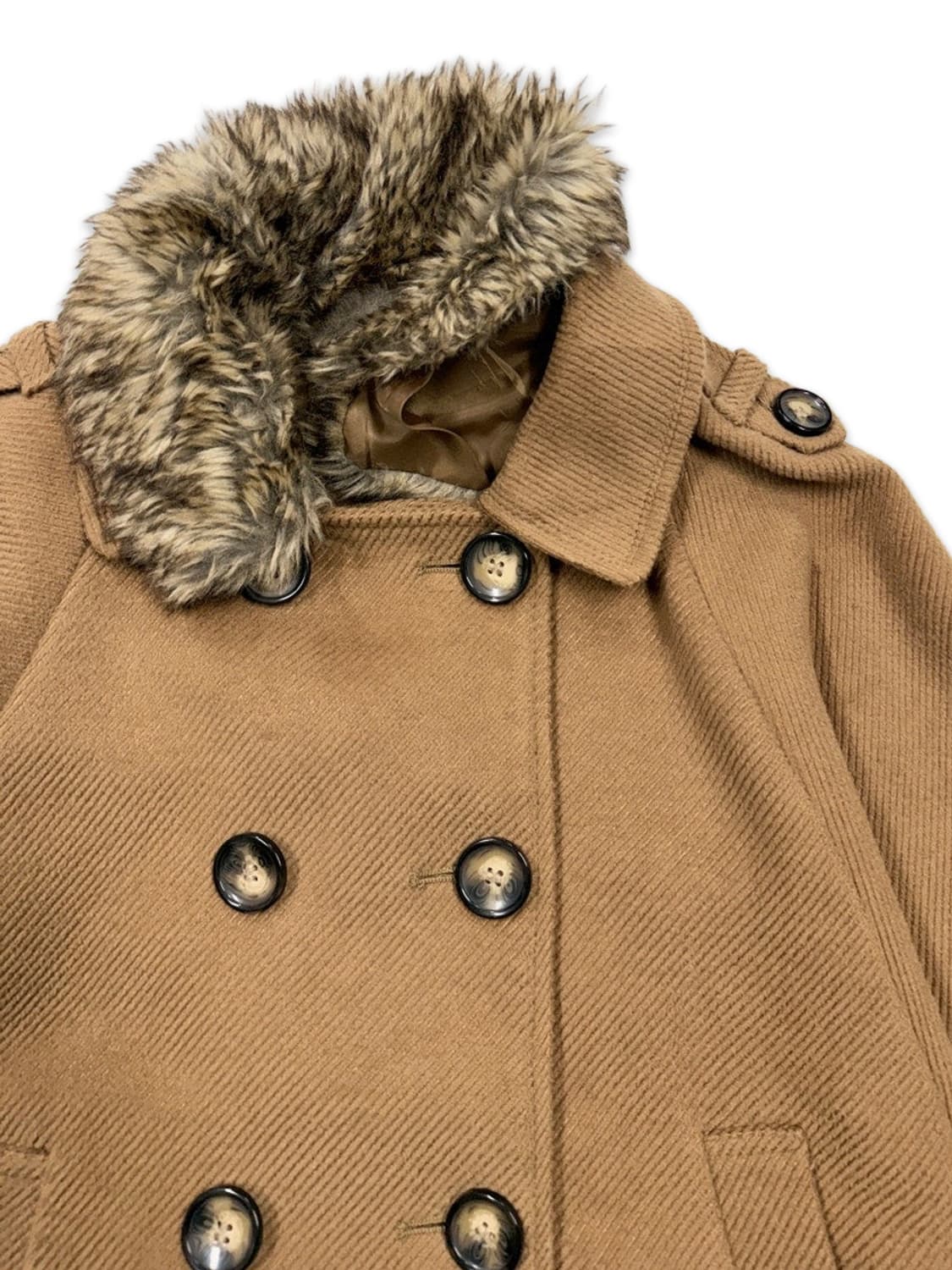 빈티지 olive des olive 라이트 브라운 케이프 퍼 더블 코트 상품이미지6