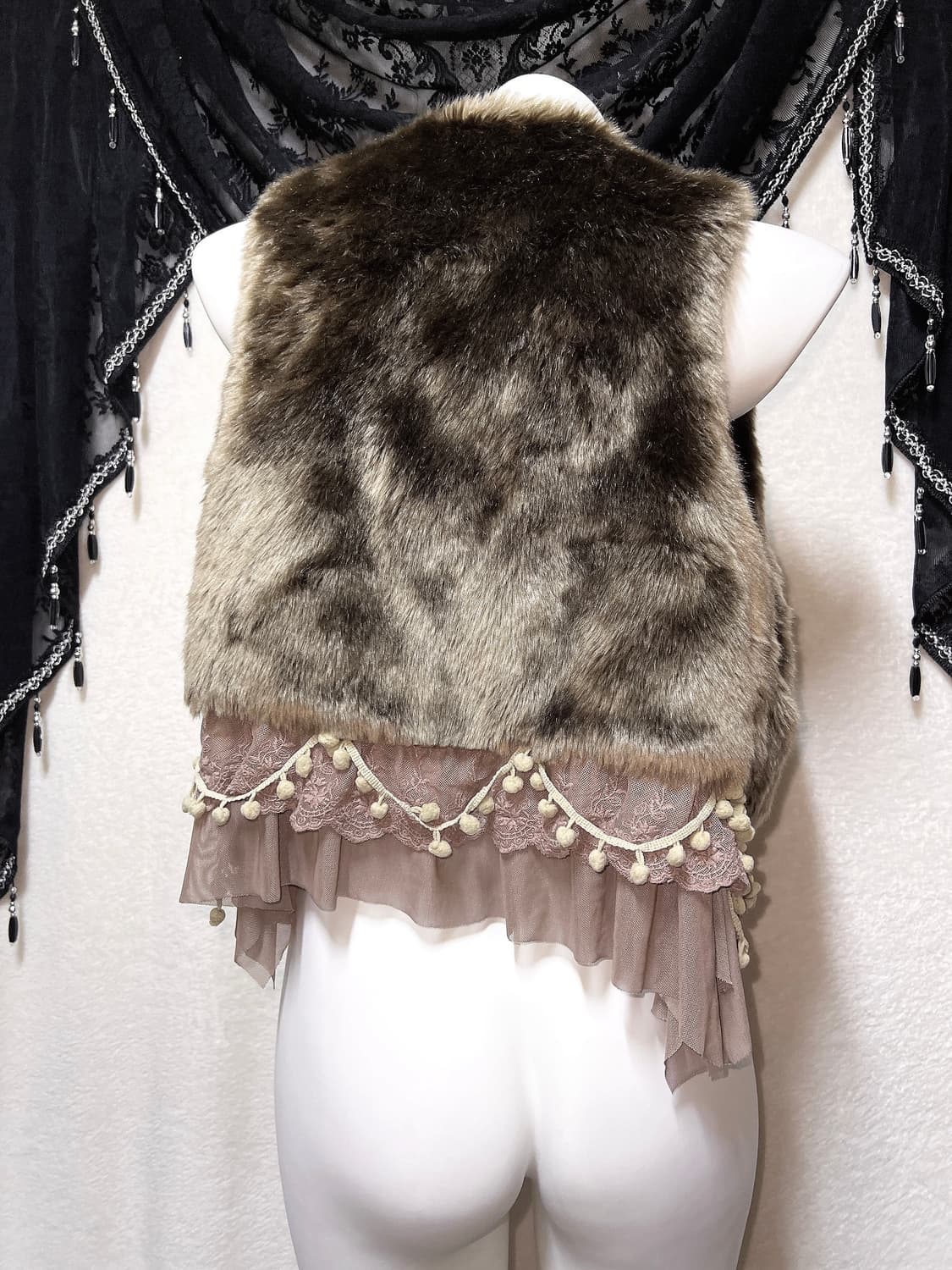 엑시즈팜 오리엔탈 레이스 퍼베스트 조끼 볼레로 라떼갸루 페어리 핀터 너드 상품이미지7