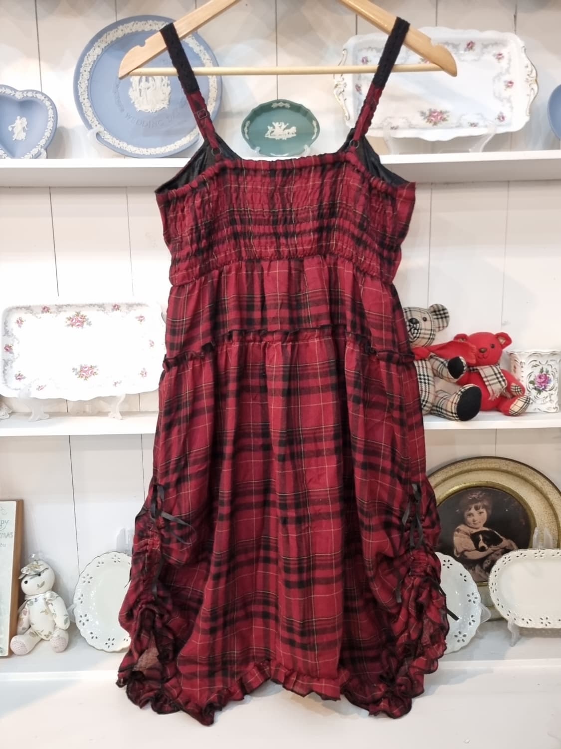 axes femme 레드 체크 프릴 슬립 원피스 상품이미지8