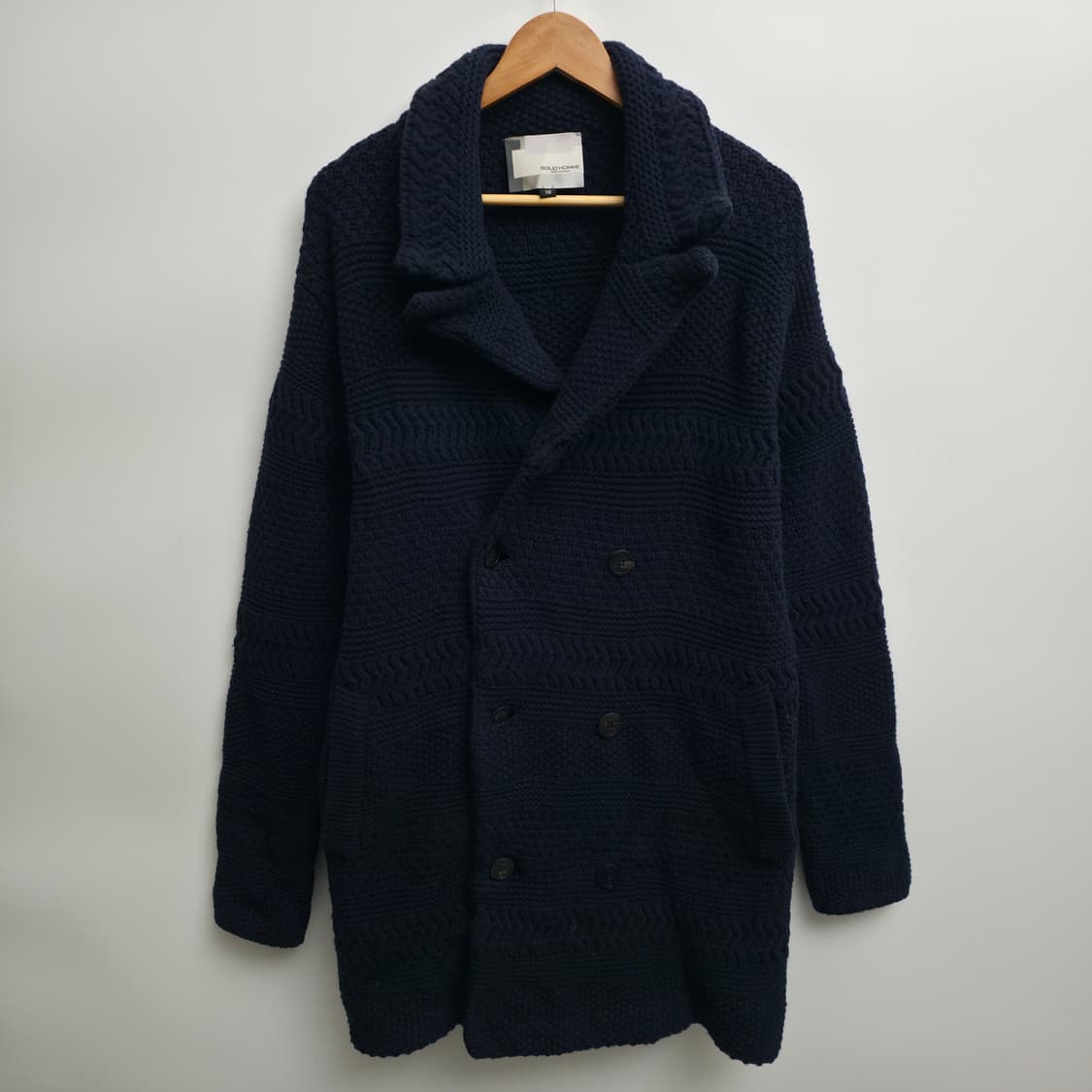 [XXL] 우영미 솔리드옴므 네이비 니트 코트 상품이미지1