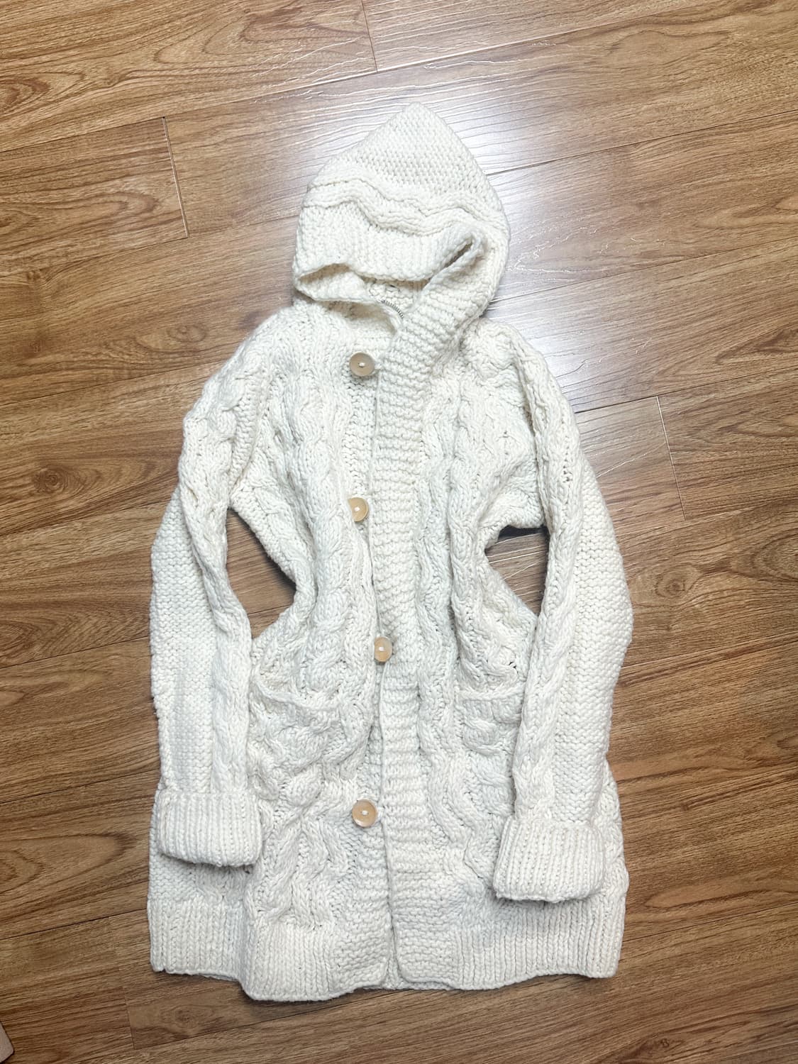 빈티지 아이보리 케이블 단추 코트 가디건 모리걸 아오이유우 하구미 긱시크 상품이미지1