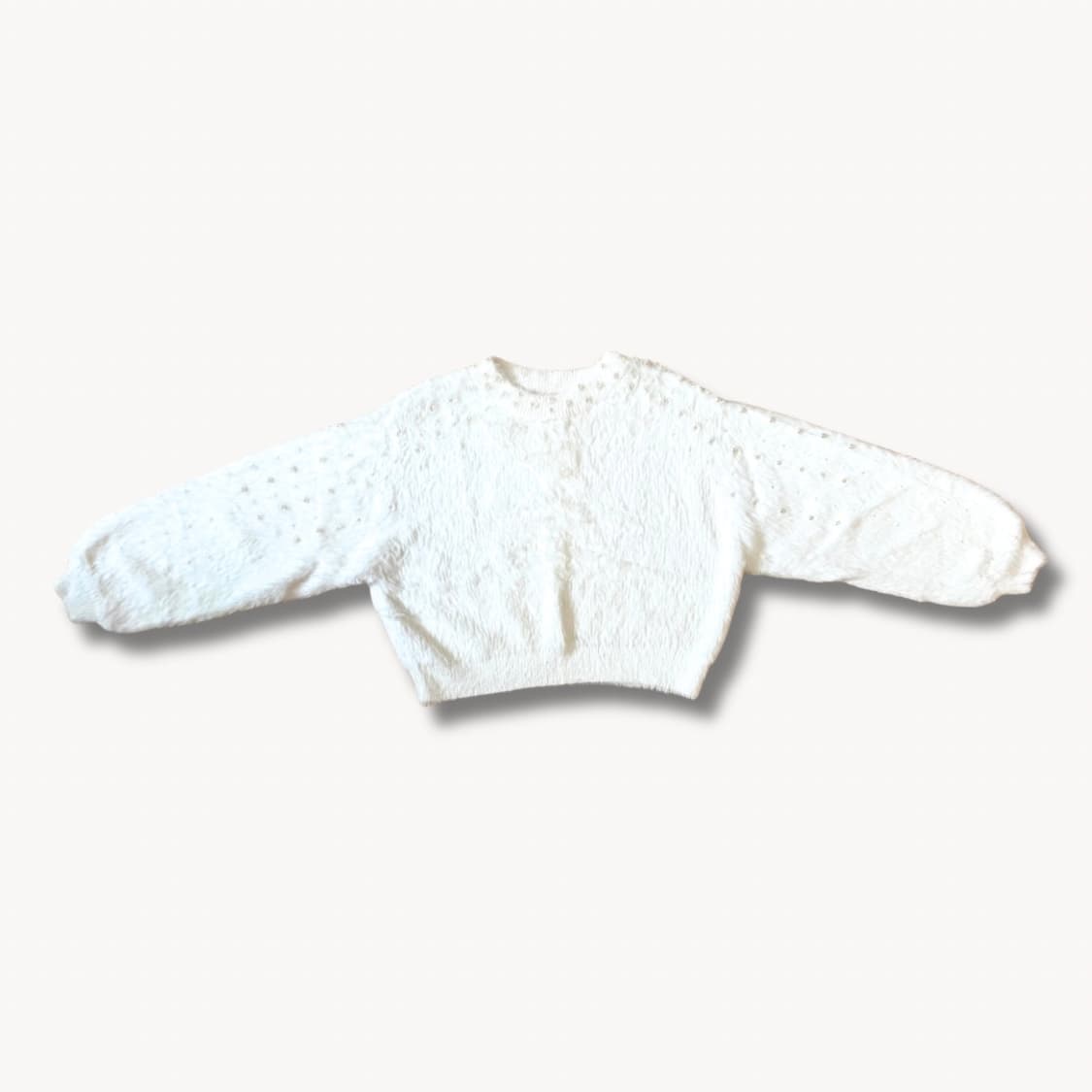 ZARA Soft Fur Knit Pearl Sweater Ivory 상품이미지5