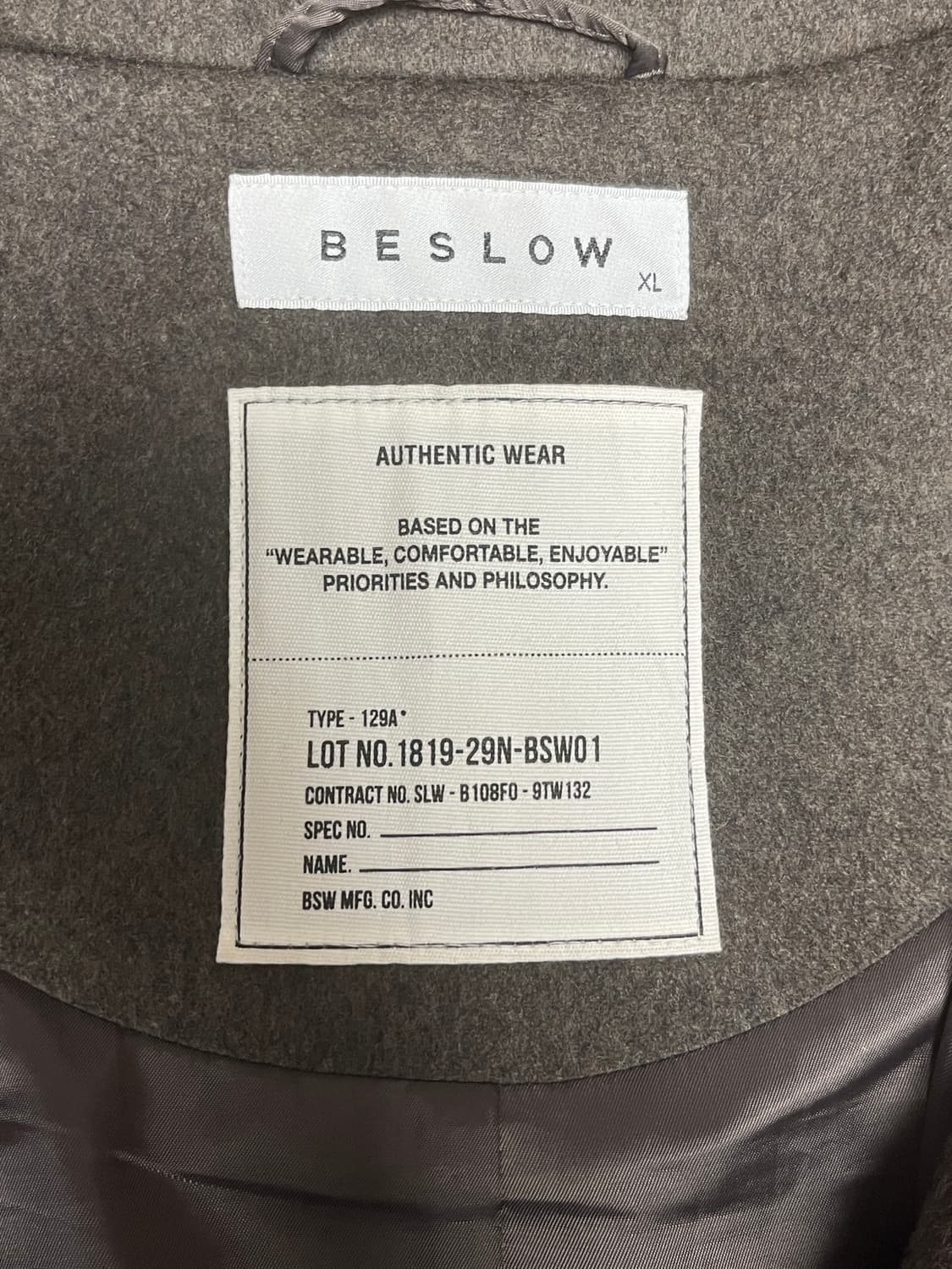 [XL] 비슬로우 오버사이즈 캐시미어 발마칸 코트 다크올리브 상품이미지3