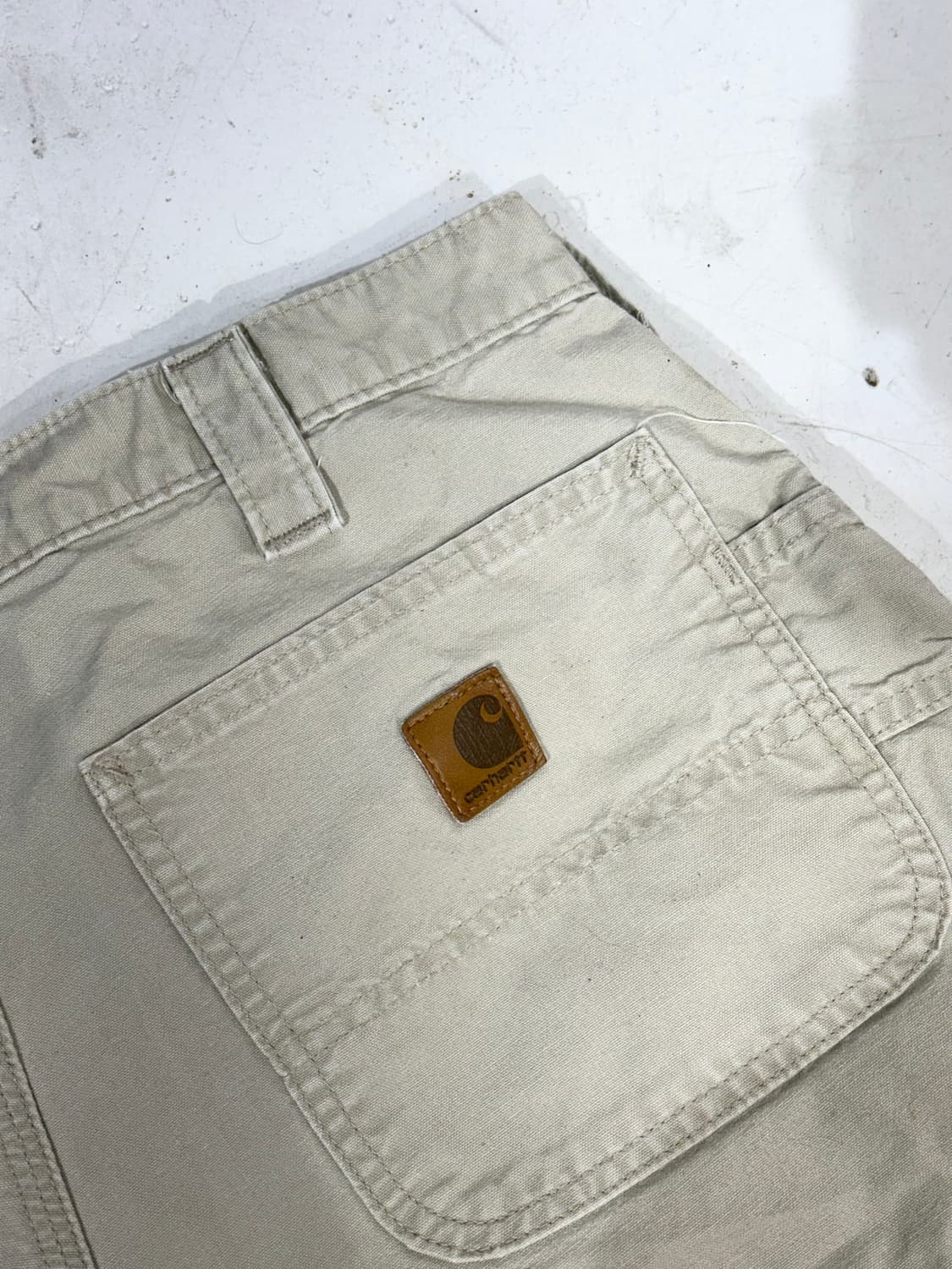 칼하트 b151 베이지 가죽탭 카펜터 와이드 워크 팬츠 바지 34 상품이미지6