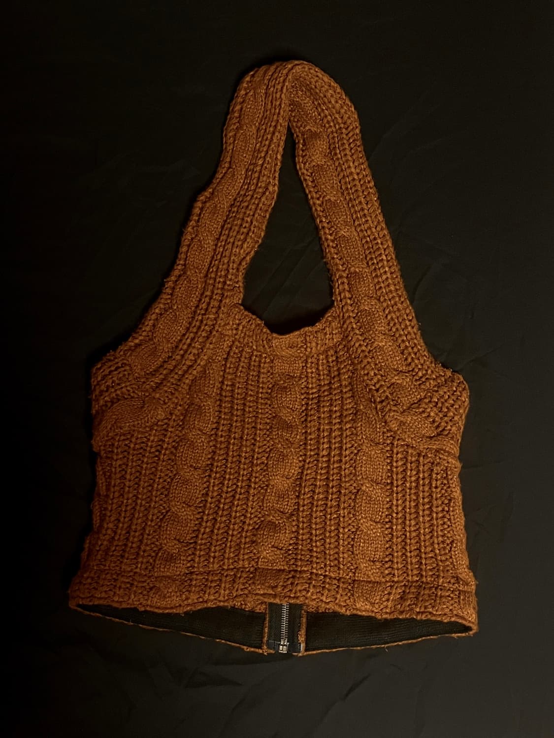 KIJUN brown knit halter neck top  상품이미지2