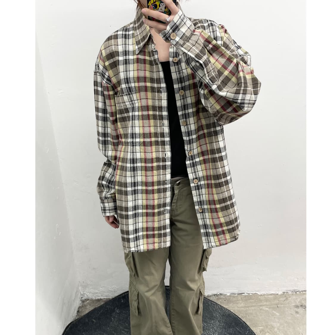 너드 브라운 포켓 체크 셔츠 상품이미지1