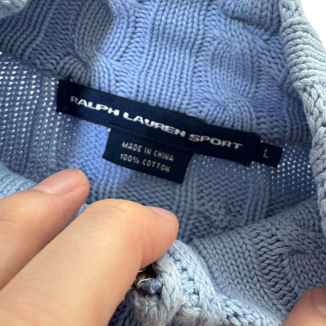 여성 폴로 랄프로렌 소라색 꽈배기 니트집업 상품이미지3