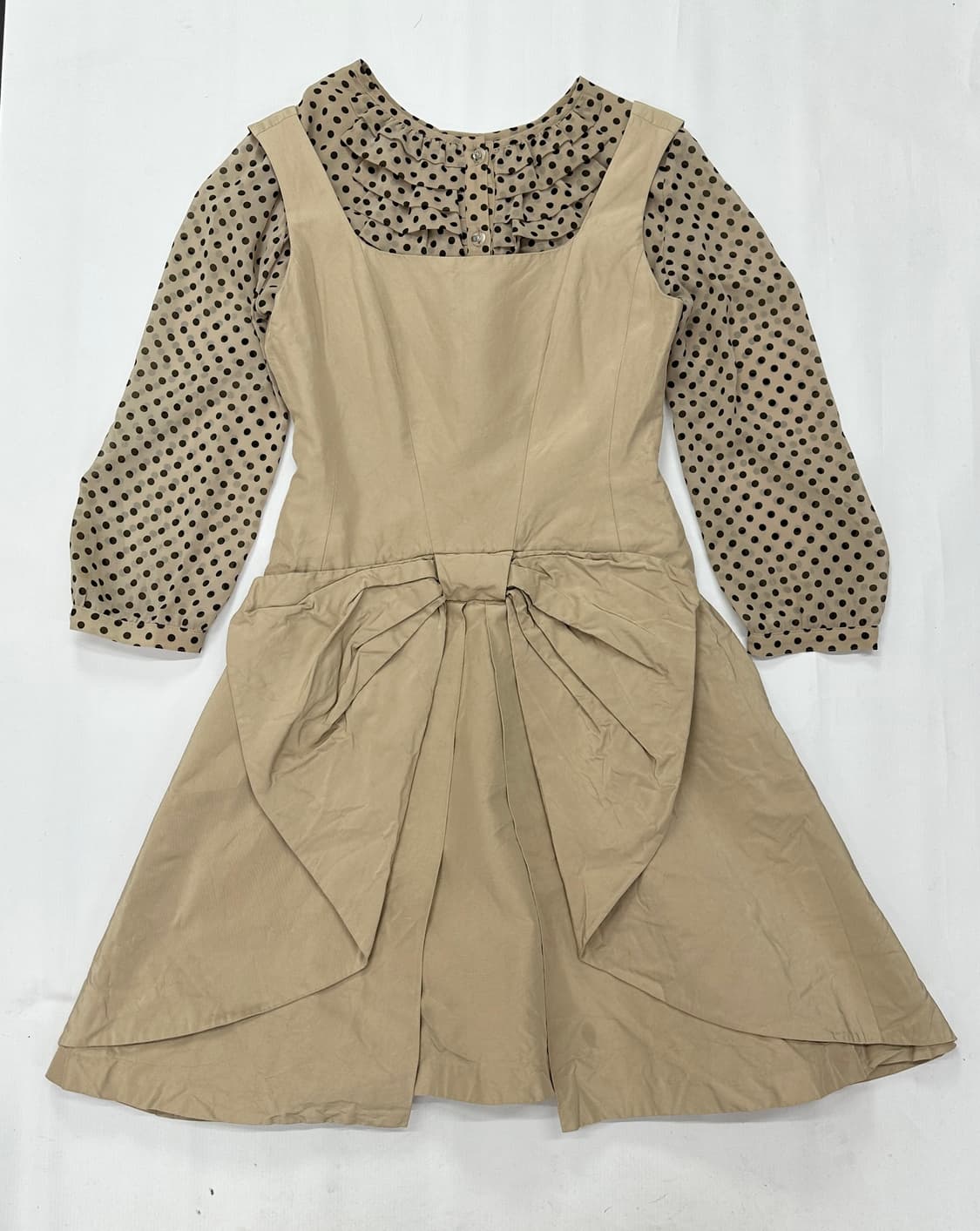 🤎슈슈룬 쇼콜라 리본 원피스 코디세트🤎 라떼갸루 베레모 도트 블라우스 상품이미지2