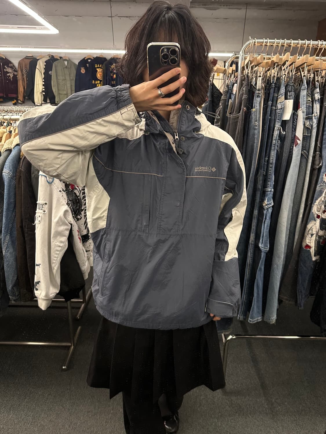 M)콜롬비아 고프코어 배색 하프집업 패딩 바람막이 상품이미지1