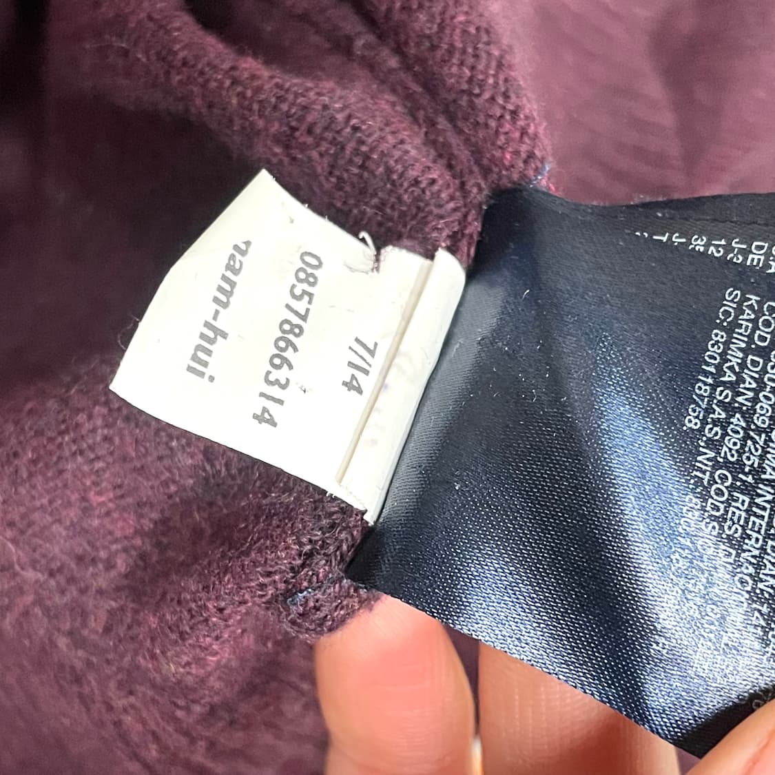 타미힐피거 버건디 브이넥 캐시미어 혼방 니트 남성M 상품이미지5