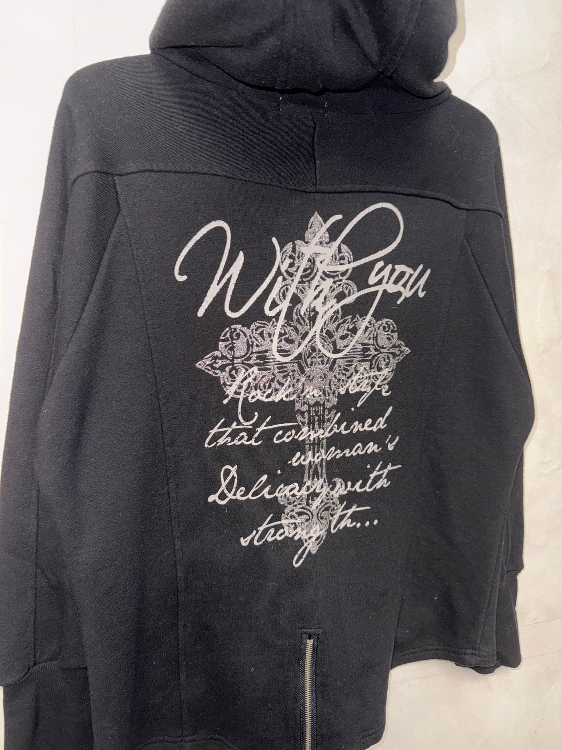 Black gothic y2k printing high neck 후드집업 상품이미지4