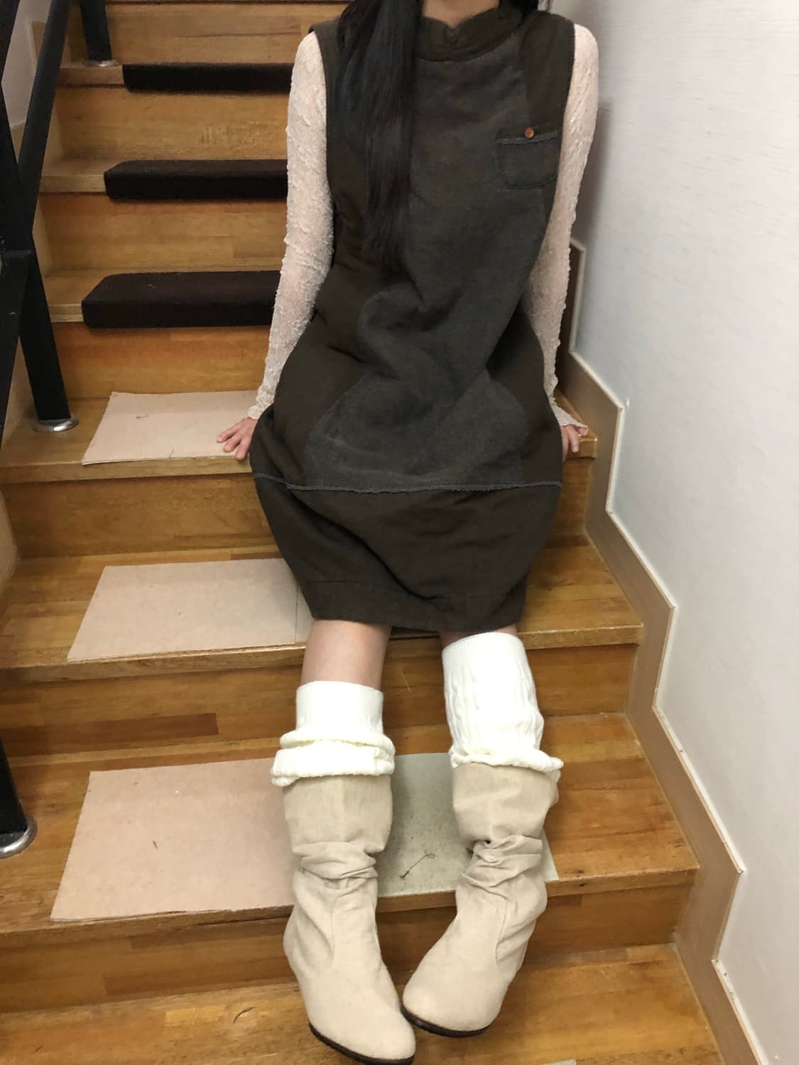 빈티지 다크 브라운 롱 스커트 상품이미지2