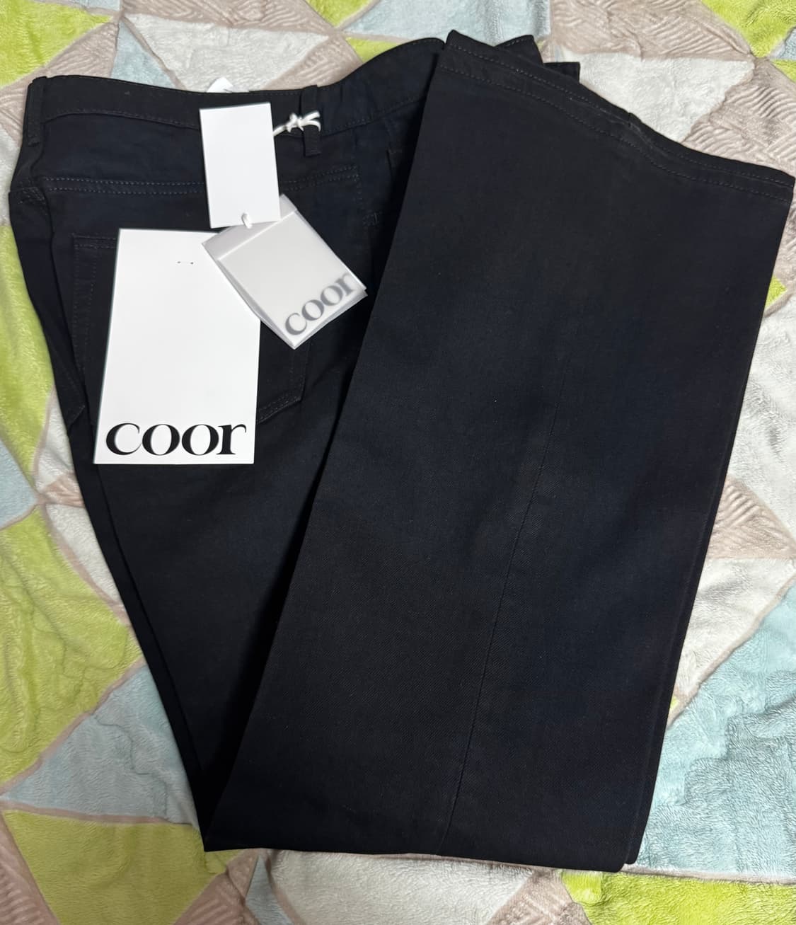 쿠어 슬림핏 플레어드 진스 블랙 L 새상품 상품이미지2