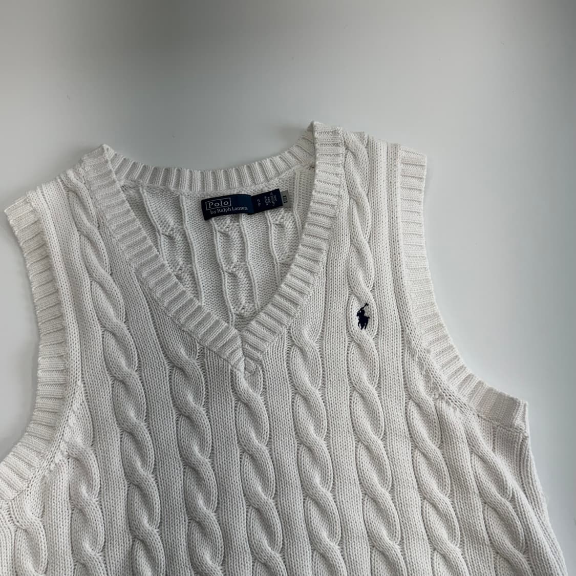 Polo 폴로 네이비 포니 화이트 케이블 니트 베스트 상품이미지4
