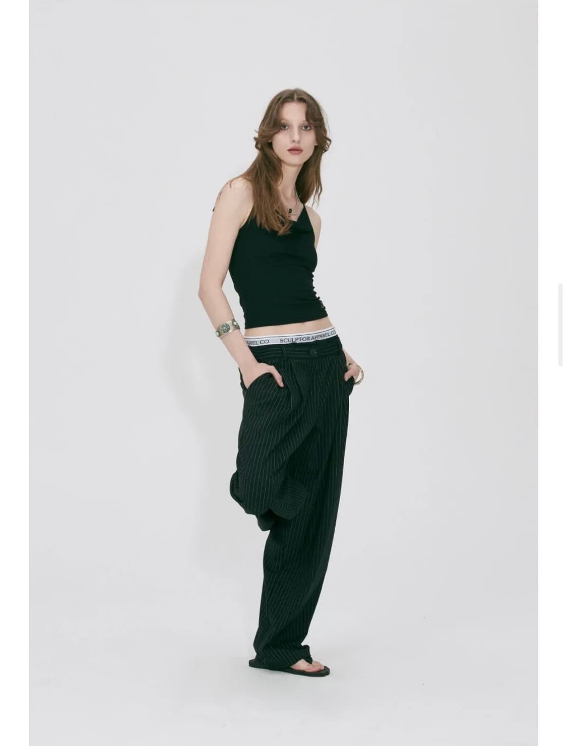 스컬프터) Basic Symbol Logo Cowl Top BK M 상품이미지2