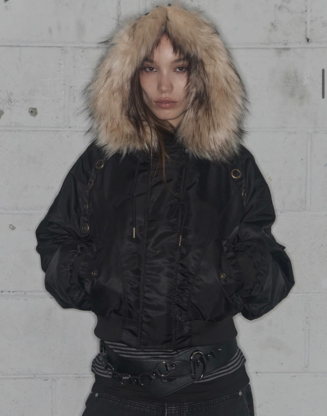 팬시클럽 아일렛퍼 ma-1 블랙 아일릿 민주 자켓 상품이미지3