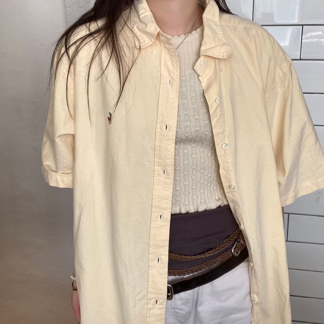 폴로 랄프로렌 클래식 핏 옐로우 반팔 셔츠 상품이미지2