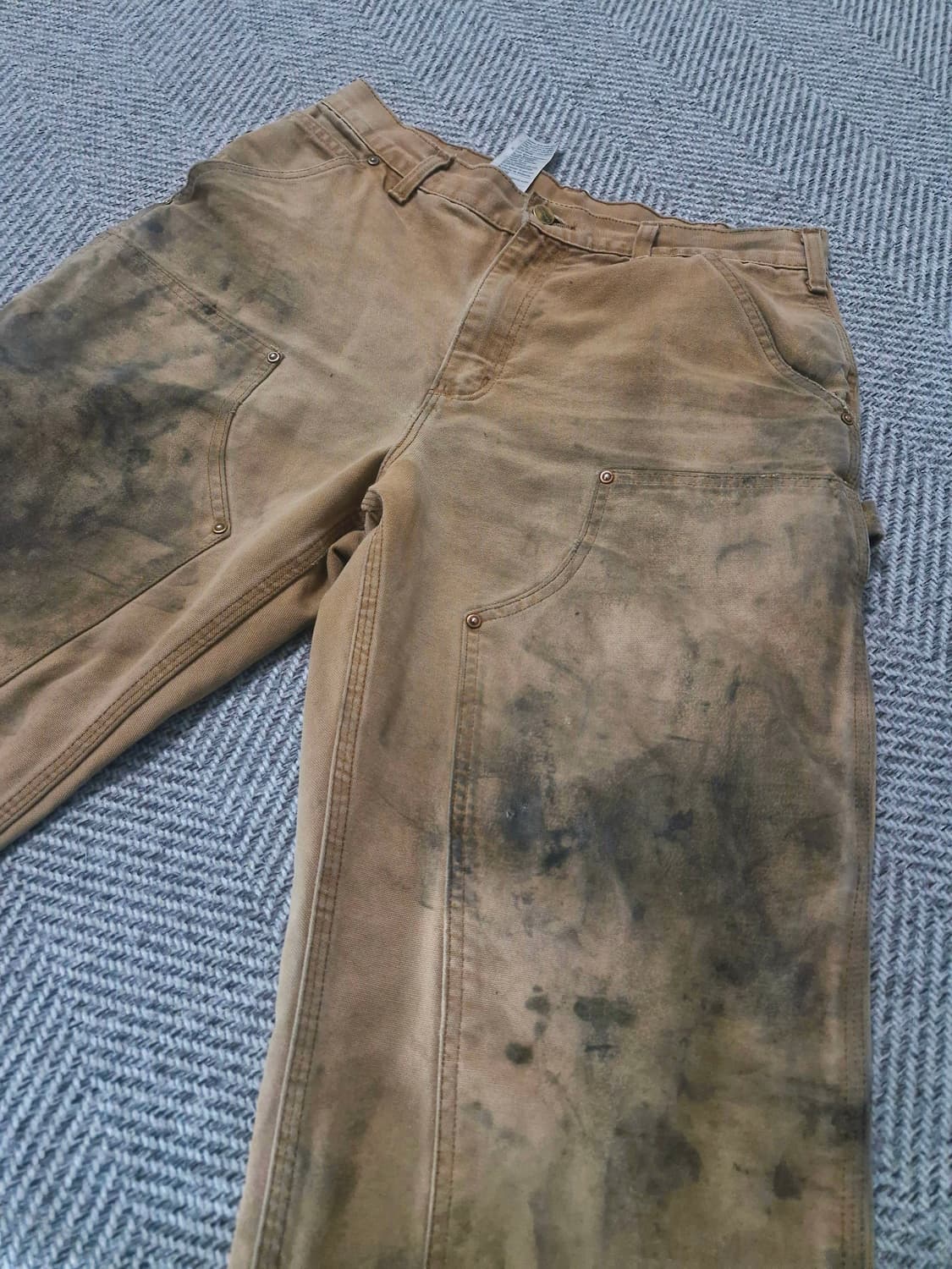 칼하트 00s 빈티지 오일 워시드 더블니 팬츠 32×32 상품이미지1