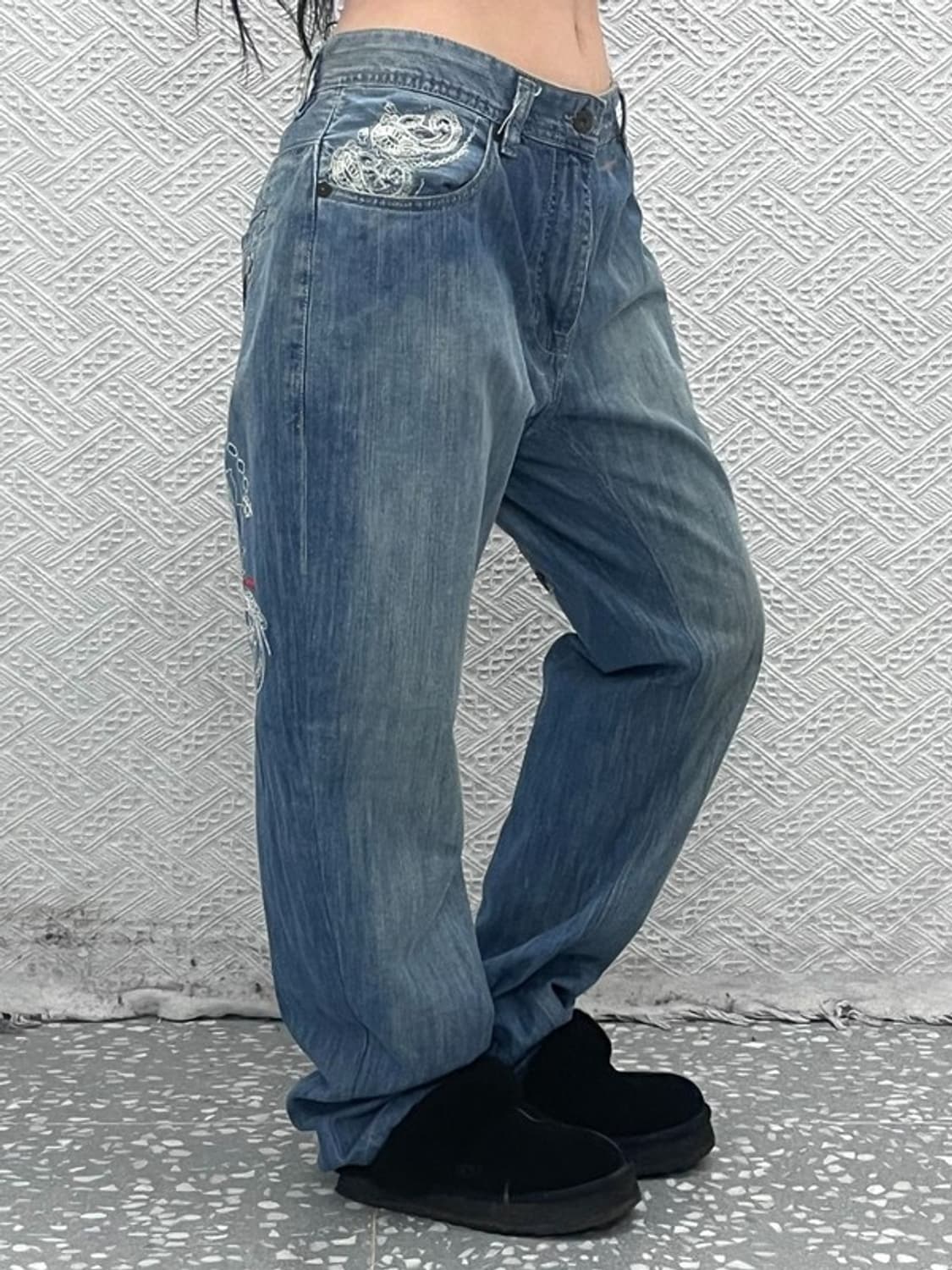 에코리미티드 올드스쿨 키치 펑크 자수 데님팬츠 36인치 C08911 상품이미지2