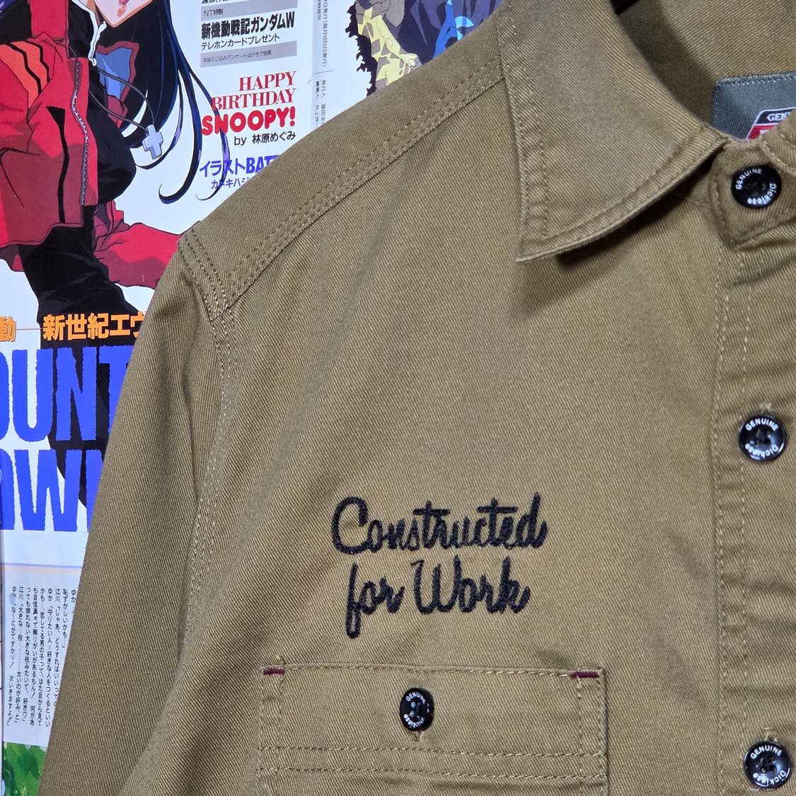 JPN 디키즈 레터링 카멜 브라운 코튼 셔츠 상품이미지3