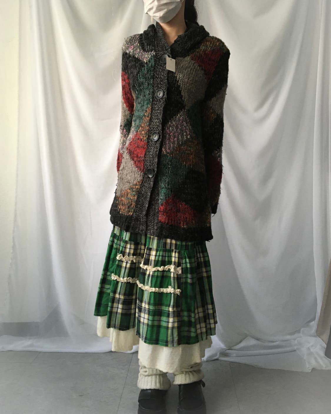 Color mixed hood knit cardigan 상품이미지6