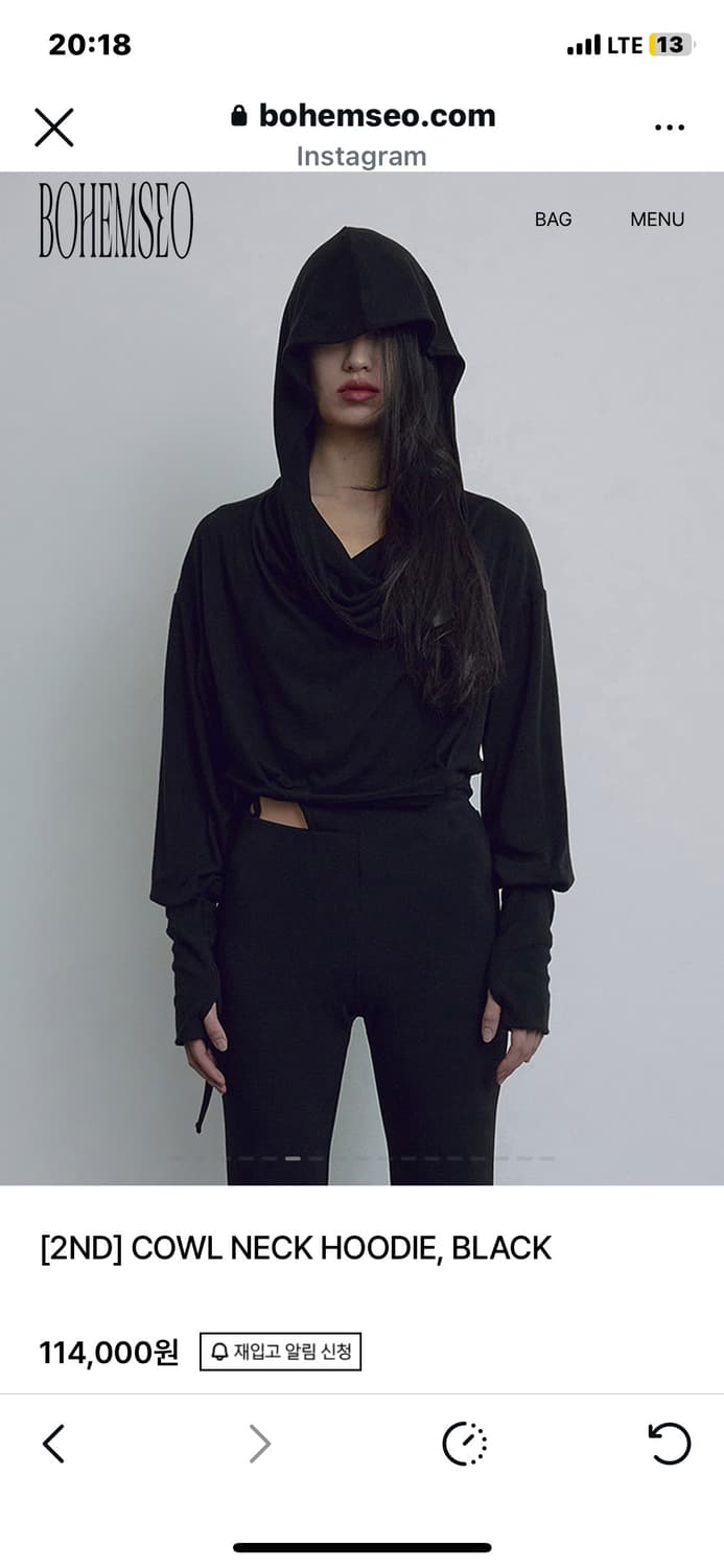 보헤미안서울 카울 넥 후드 블랙 상품이미지1