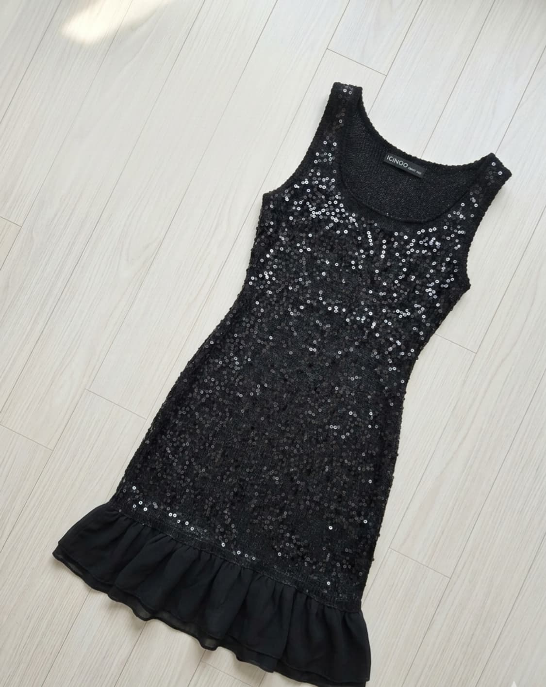 ICINOO 스팽글 니트 플레어 원피스 상품이미지7